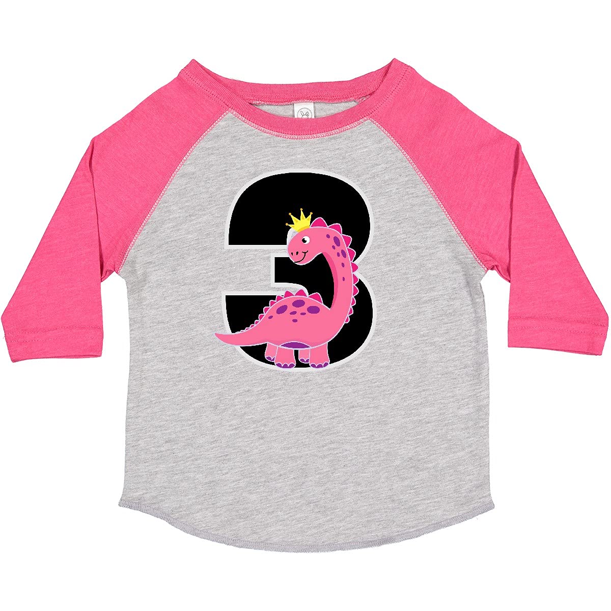 Inktastic 3rd Birthday Dinosaur Outfit for Girls - Cute Toddler T-Shirt with Dino Print - Perfect for Birthday Parties, Playdates & Everyday Wear