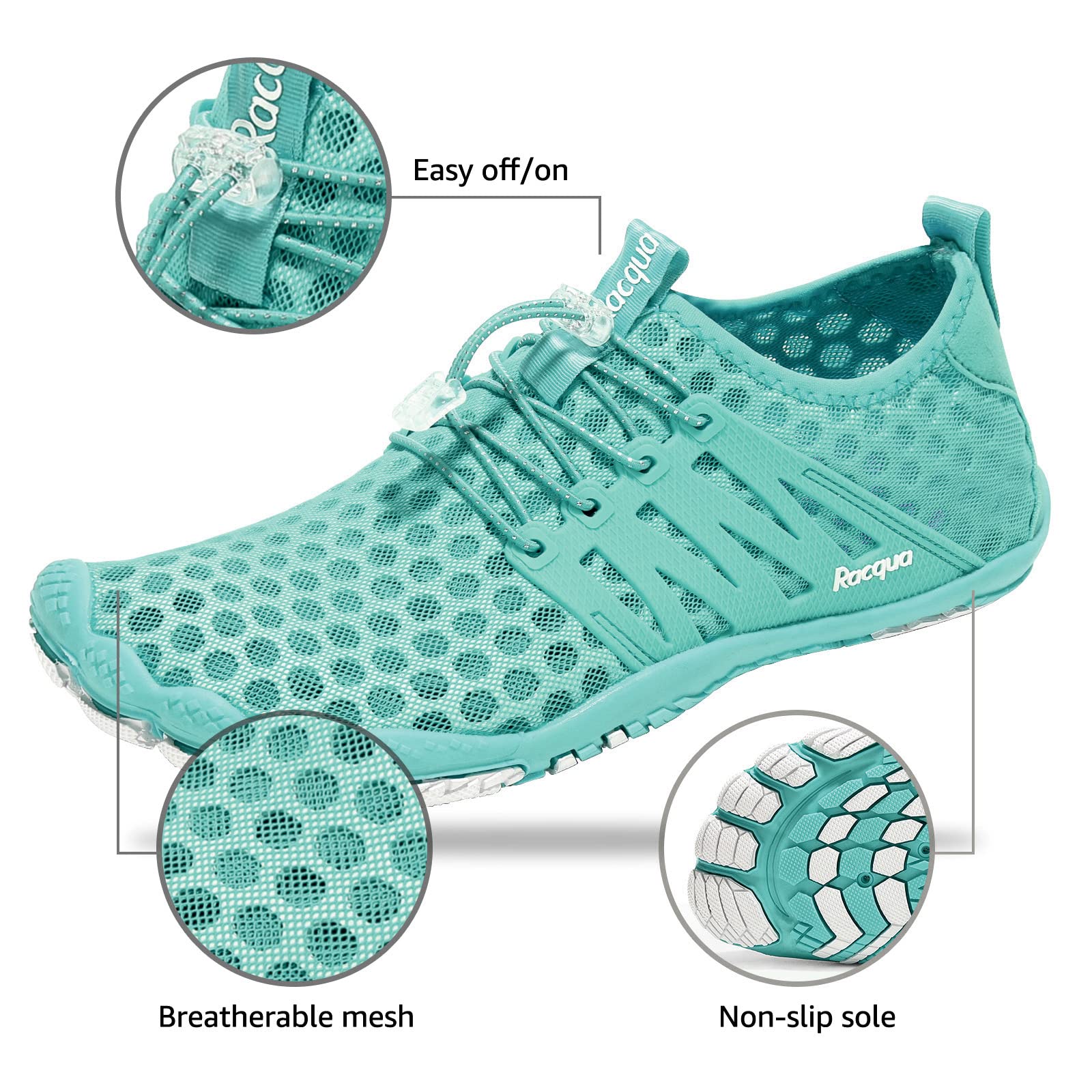 **Racqua Composite Mesh Water Shoes for Men & Women – Lightweight Quick-Dry Aqua Shoes for Beach, Swimming, Surfing & Water Sports**