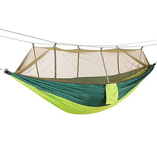 **Portable Camping Hammock with Mosquito Net - 1-2 Person Outdoor Hanging Bed, Lightweight & Durable Parachute Fabric for Backpacking, Hiking, Garden Relaxation - Perfect for Camping, Travel & Backyard Lounging**