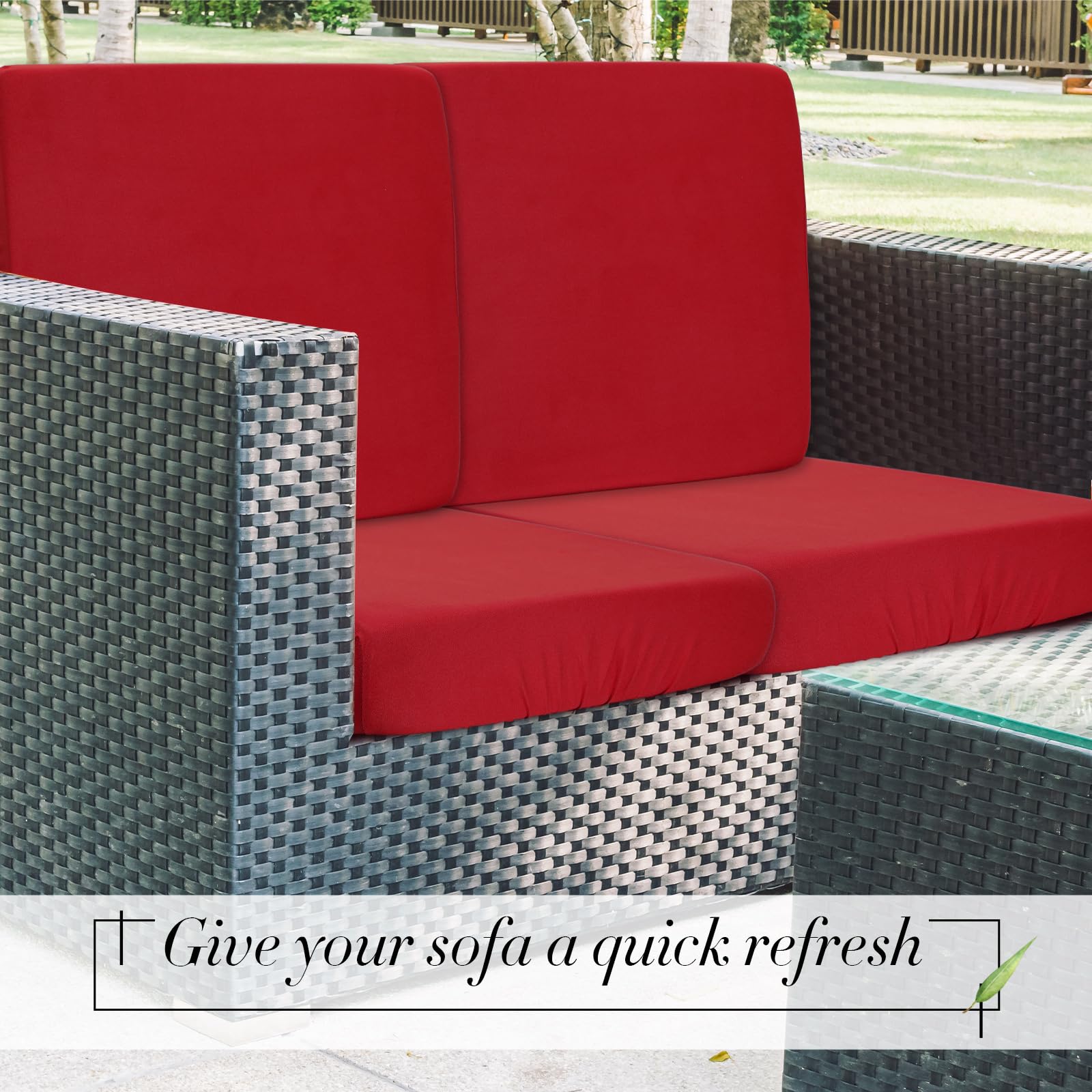 8Pcs Stretch Patio Cushion Covers - Waterproof Outdoor Sofa Slipcovers Set, Washable Furniture Replacement Covers for Chair, Couch & Seat (Burgundy) - Perfect for Backyard, Deck & Poolside Lounging