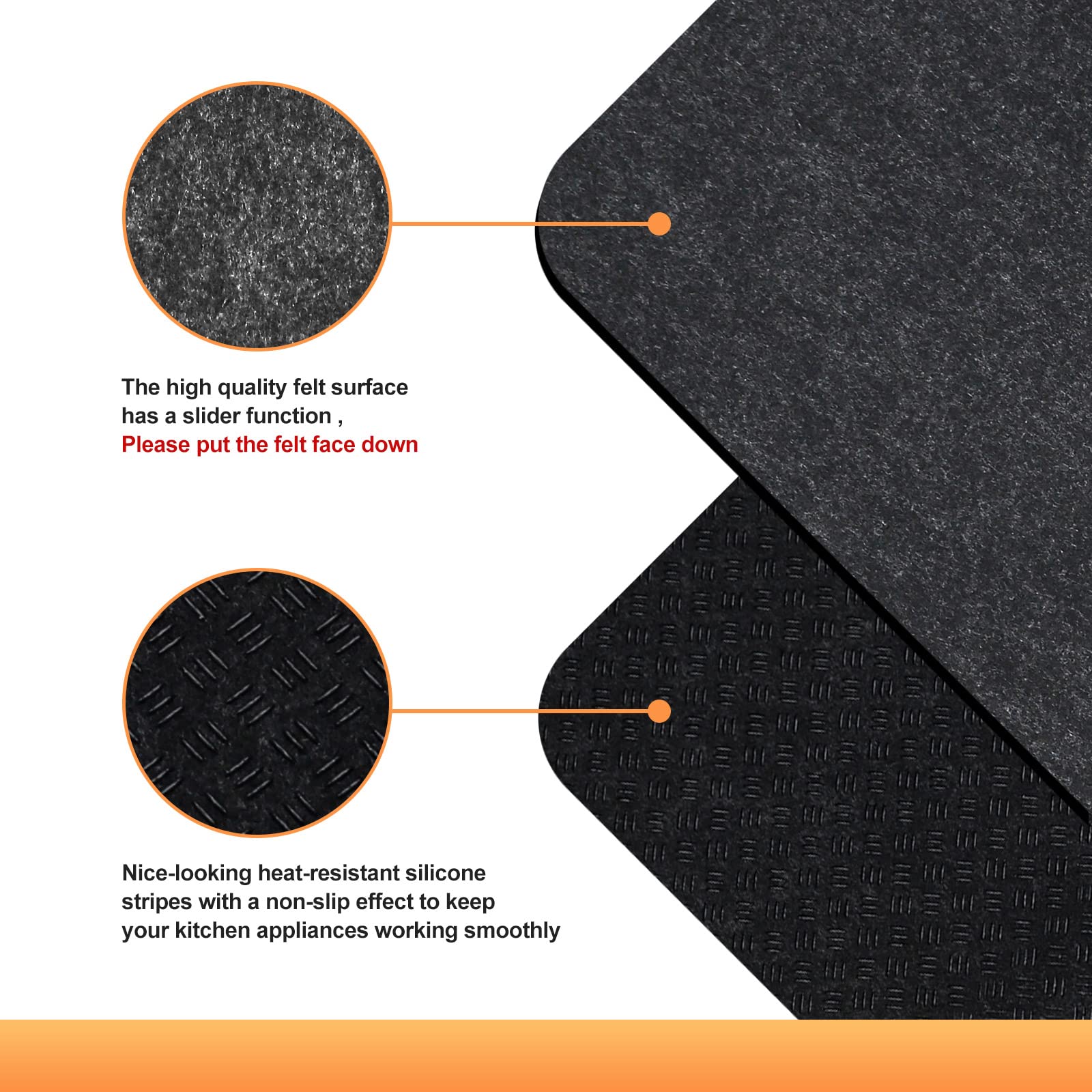 Heat Resistant Mat for Air Fryer - 2 Pack 15x18 Inch Non-Slip Silicone Countertop Protector Pad with Sliding Function, Compatible with Ninja, XL Air Fryers & Microwave Ovens - Perfect for Kitchen Countertops, Dining Tables & Outdoor Cooking