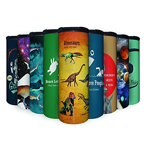 Dinosaur Collage 17 oz Tumbler with Lid, Stainless Steel, Vacuum Insulated with Slide Lock Lid, Leak Proof