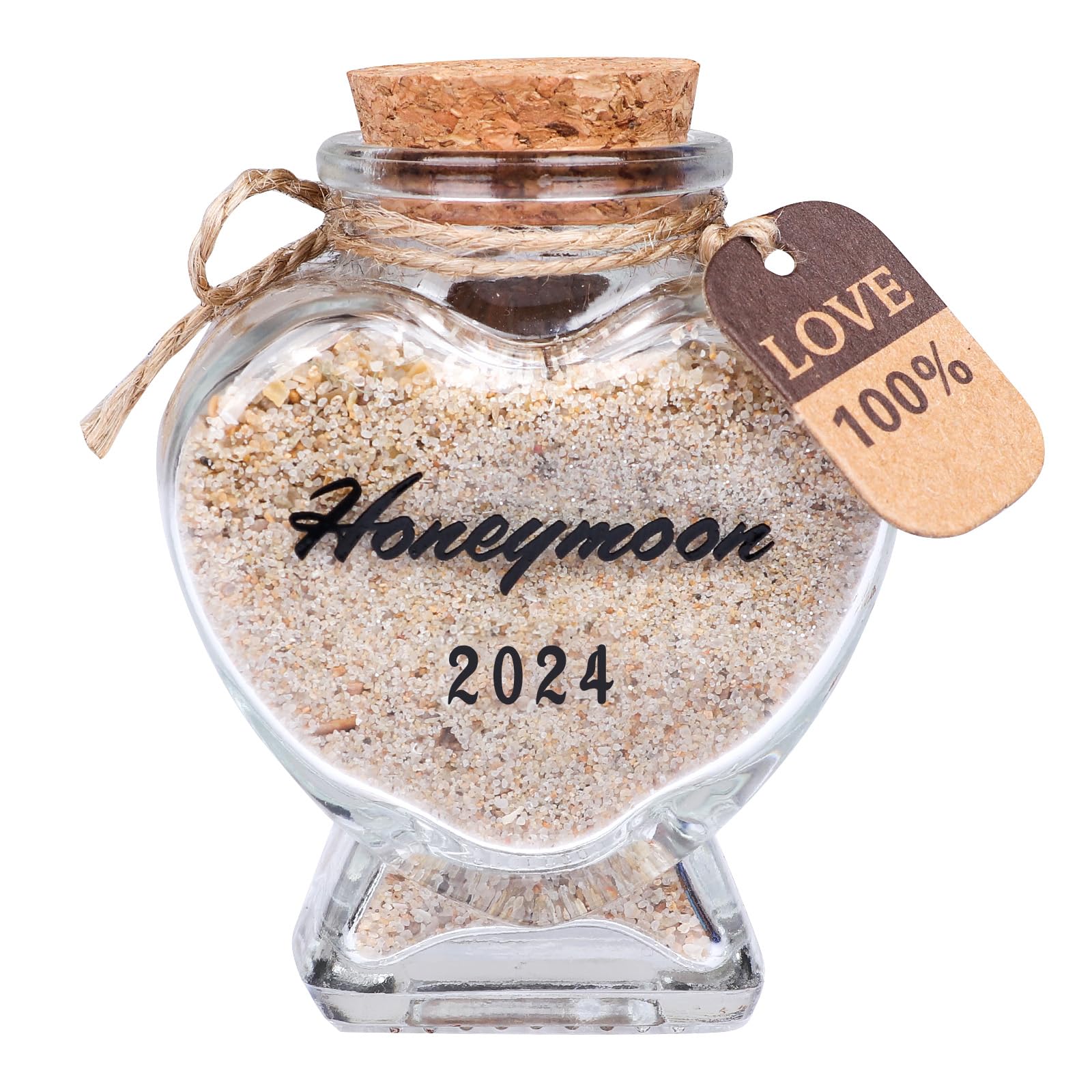 2024 Heart Shaped Honeymoon Sand Keepsake Jar - Romantic Wedding Gift for Couples, Bridal Shower Present for Bride & Groom, Unique Engagement Gift Idea - Perfect for Beach Weddings & Anniversary Celebrations