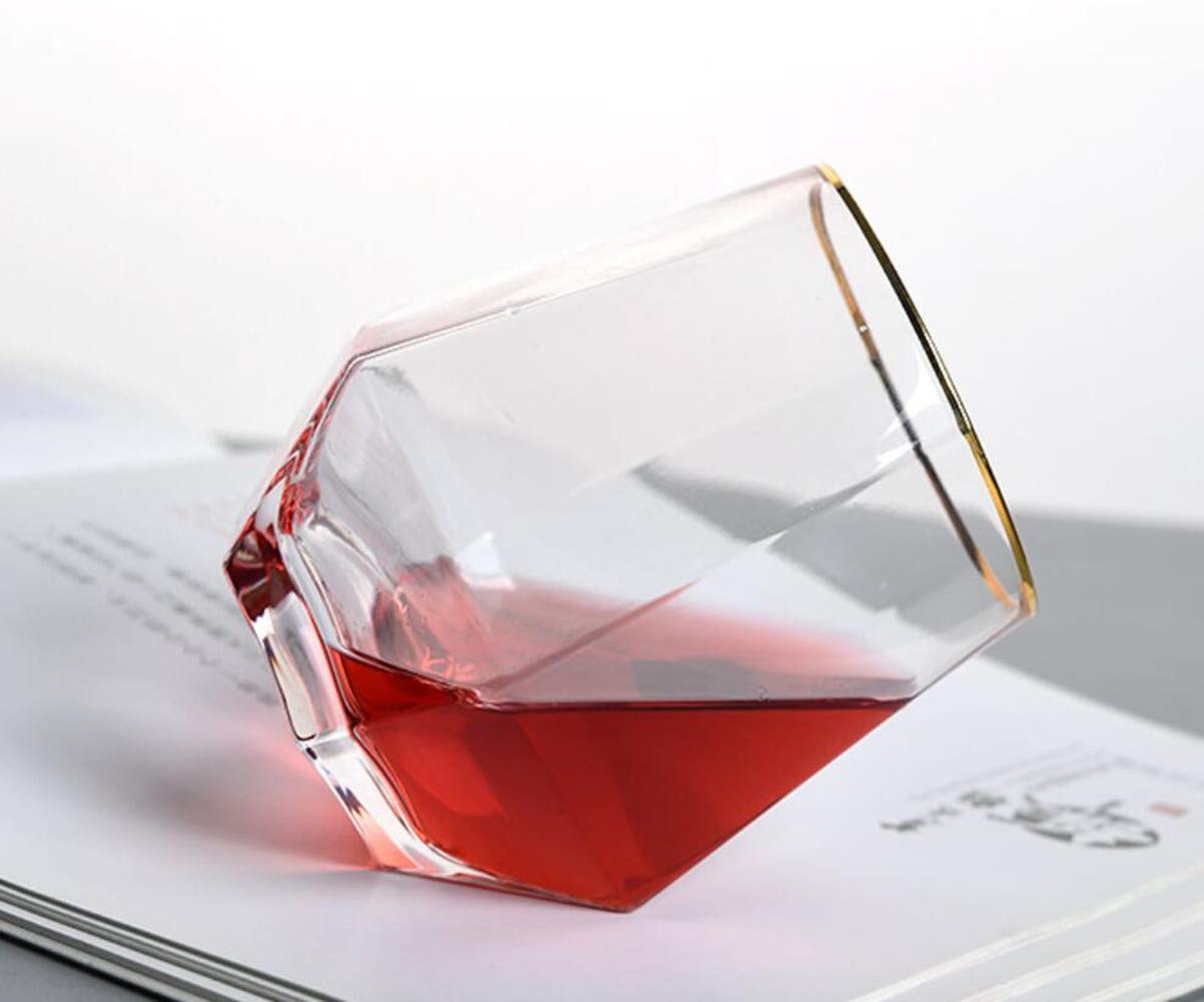 Hexagonal Crystal Glass Whiskey & Wine Glasses - Set of 4 Stemless Tumblers for Home, Bar, Camping & Outdoor Entertaining