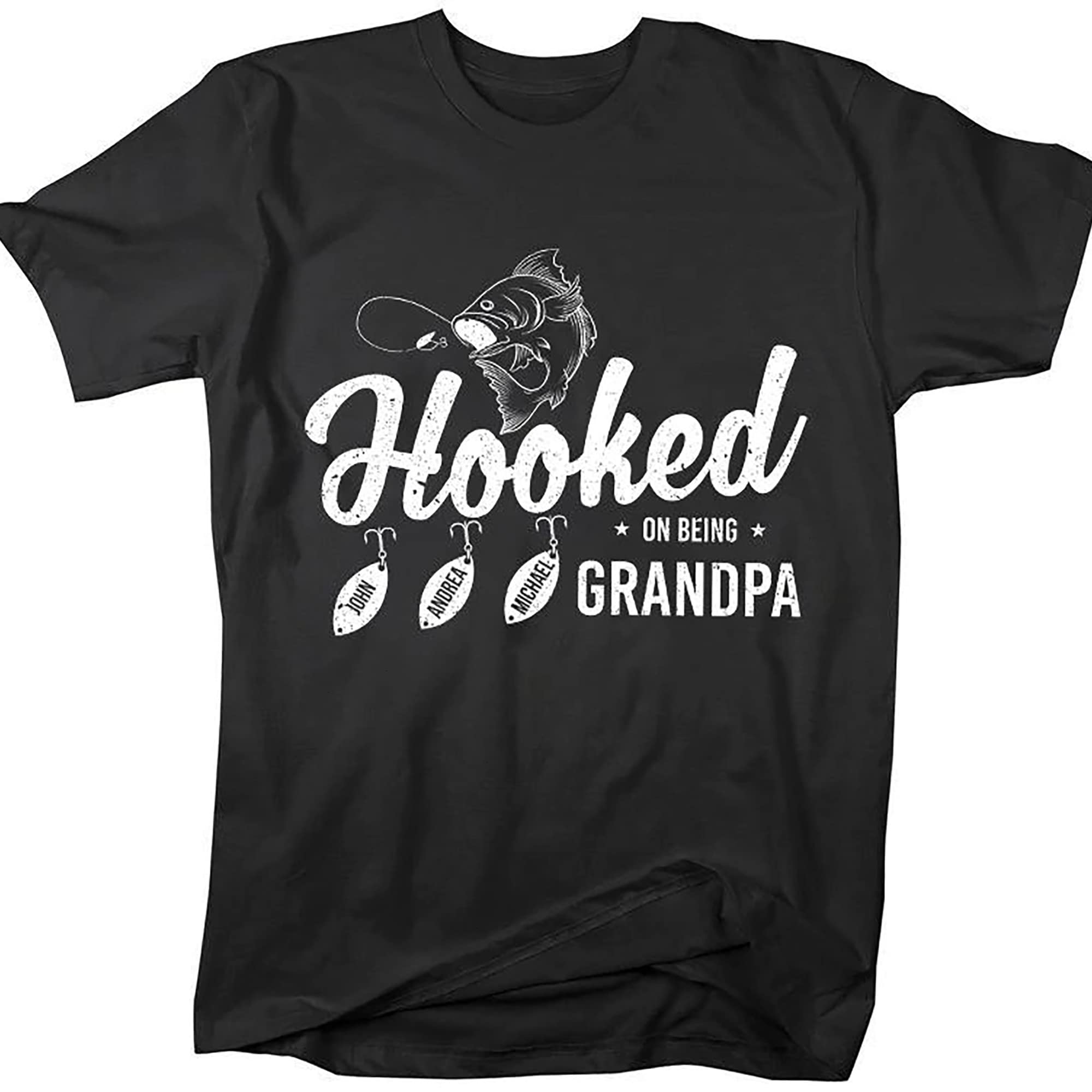 Personalized Grandpa Fishing T-Shirt - Custom Name Tee for Grandkids, Fathers Day Gift - Perfect for Fishing Trips, Family Gatherings & Outdoor Adventures