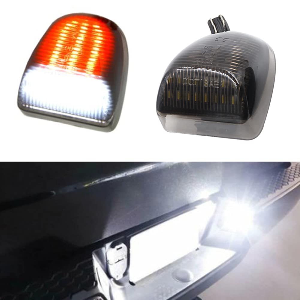 2PCS LED License Plate Lights for Chevy Silverado Tahoe Suburban GMC Sierra Yukon - White/Red Error-Free LED Number Plate Lamps - Perfect for Night Driving & Enhanced Rear Visibility