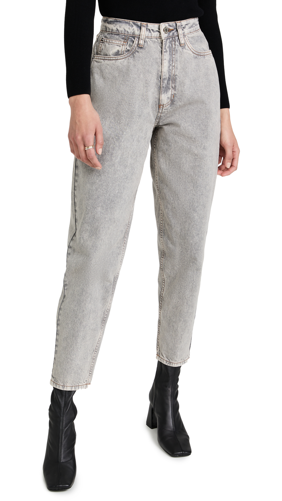 WeworeWhat Women's High Waist Distressed Boyfriend Jeans - Stretchy Denim Pants for Casual Outfits & Street Style