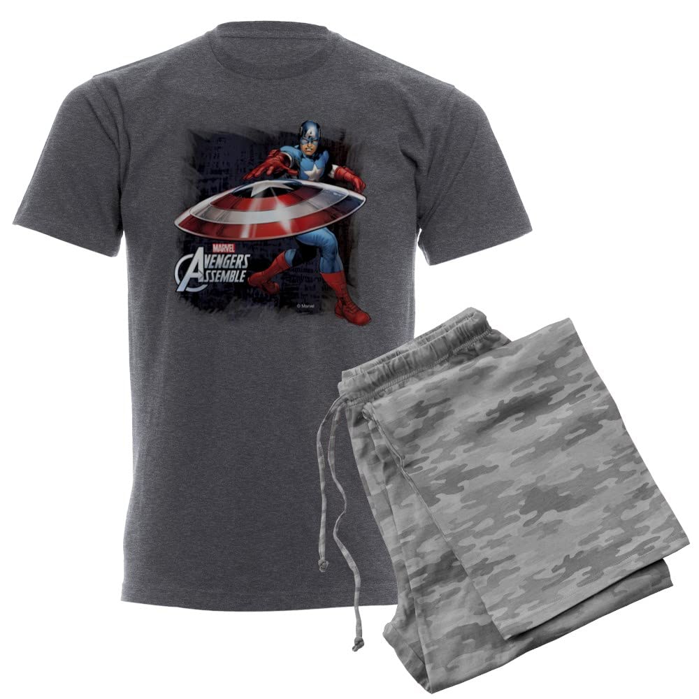 Captain America Shield Men's Pajamas - Marvel Superhero Sleepwear for Fans | Comfortable Lounge & Sleep Pajama Set for Men