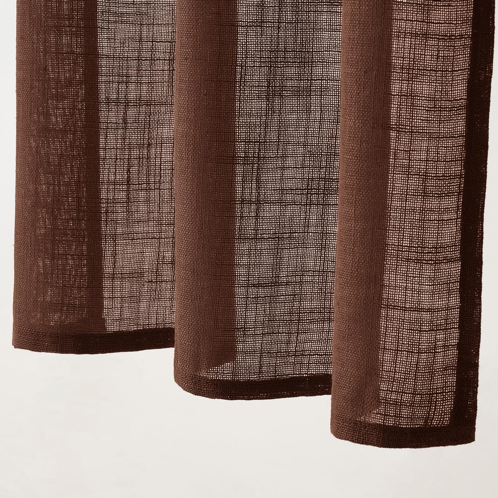 MIULEE 24 Inch Cafe Curtains - Farmhouse Style Short Linen Semi-Sheer Kitchen & Bathroom Window Treatments - Rod Pocket Tier Curtains (2 Panels, 26x24 Inches, Chocolate Brown) - Perfect for Small Windows in Kitchen, Bathroom, Basement & Breakfast Nook