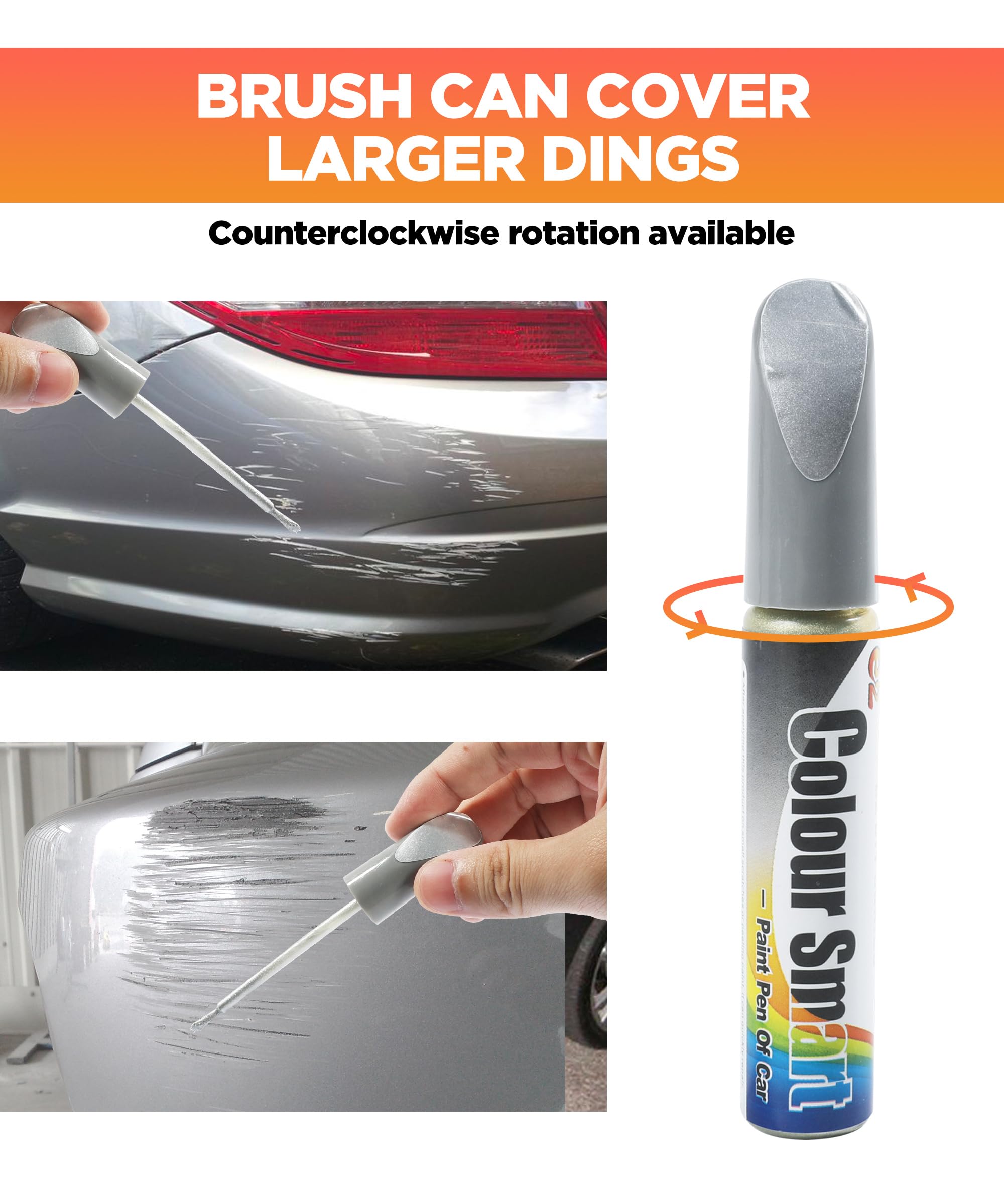 Car Scratch Remover Pen - Professional Touch Up Paint for Cars | Silver Paint Scratch Repair Kit | Car Accessories & Paint Mending Solution | Perfect for Minor Scratches, Chips & Paint Damage | Use on Doors, Bumpers & Body Panels