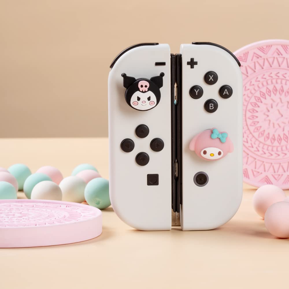 PERFECTSIGHT Cute Switch Knob Caps - Soft Silicone Analog Button Cover Compatible with Nintendo Switch OLED/Lite Console & Joy-Con Controllers (4-Pack) - Kawaii Gaming Accessories for Enhanced Grip and Protection During Play