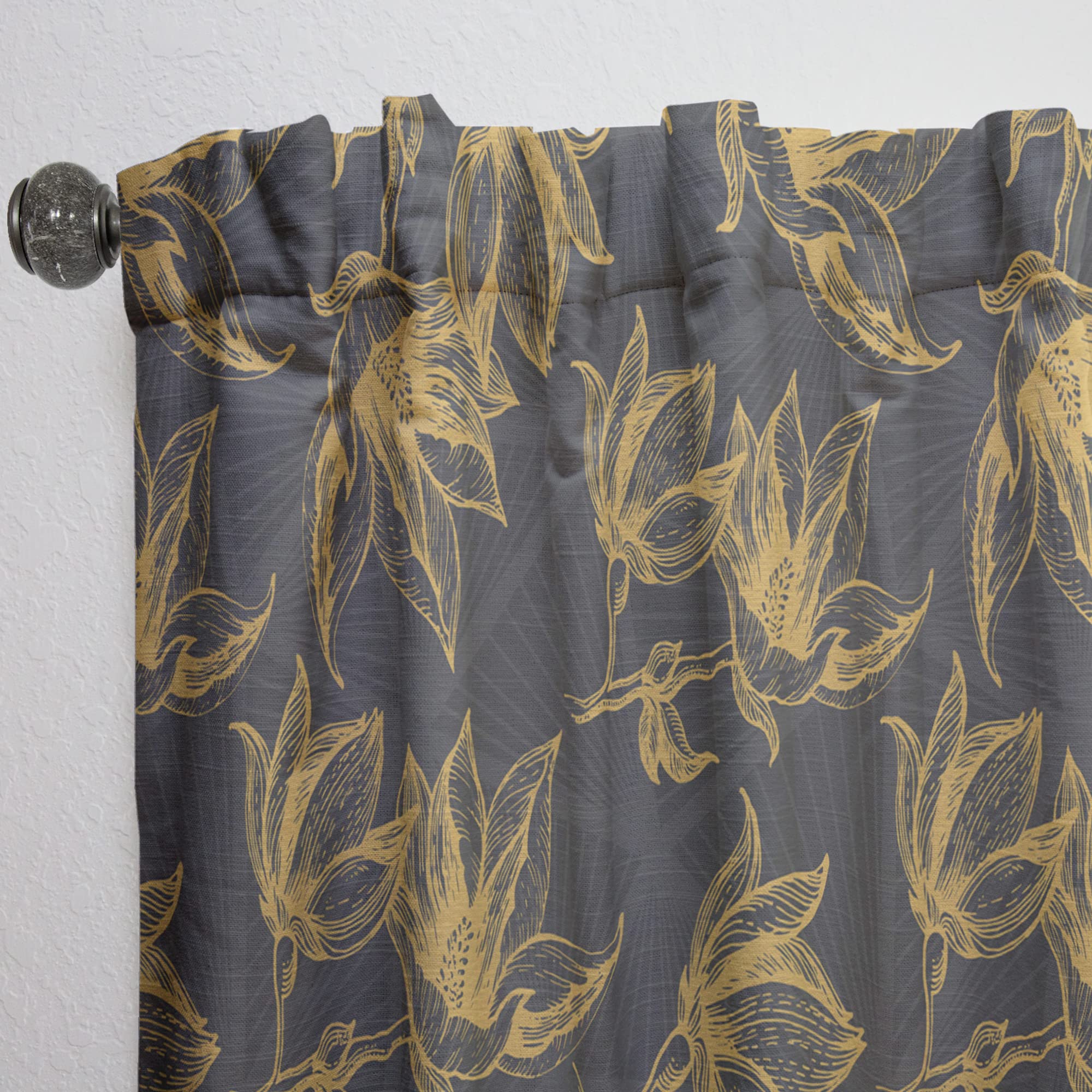 Hand Drawn Floral Pattern Thermal Insulated Curtains - Single Panel 52x84 - Elegant Window Treatments for Bedroom & Living Room - Perfect for Home Decor & Light Blocking