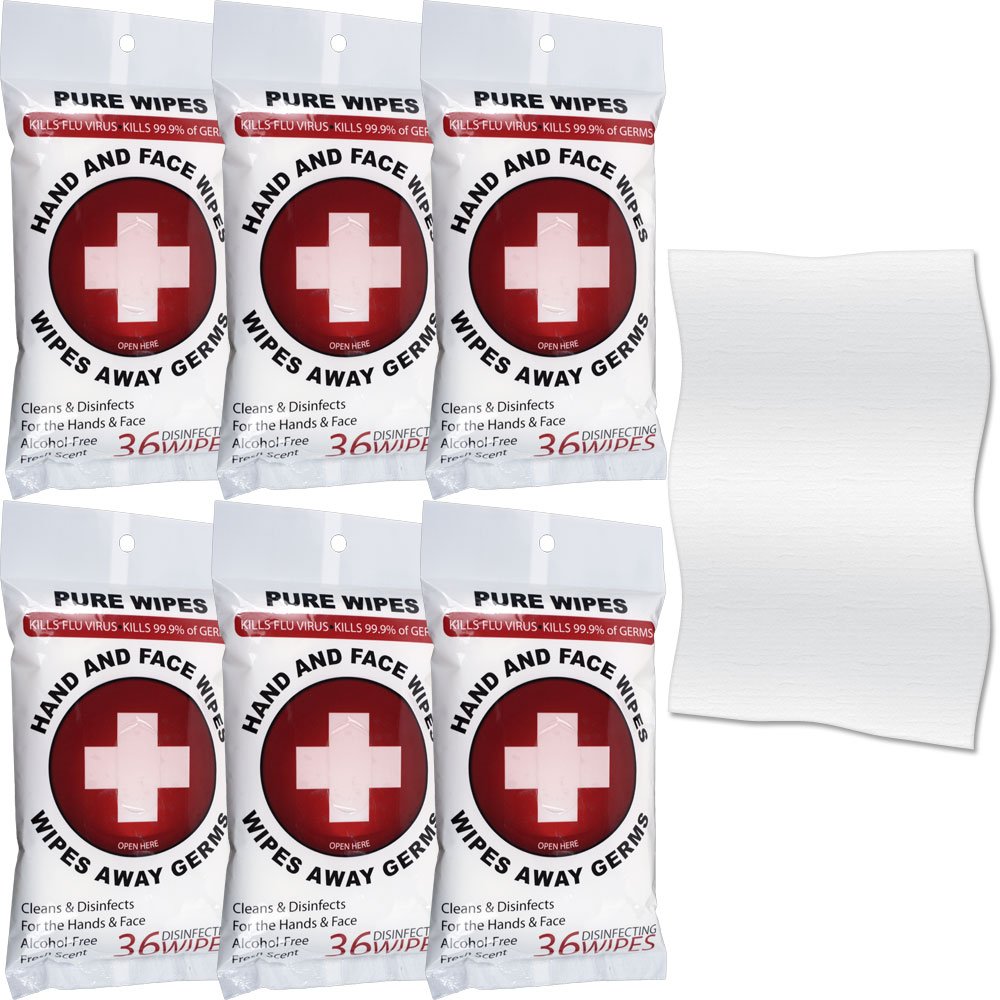 Pure 216 First Aid Disinfecting Wipes for Hands and Face | Antibacterial Cleaning Wipes for Skin, First Aid Kits & Travel Essentials | Portable Sanitizing Wipes for Home, Office & On-the-Go Use
