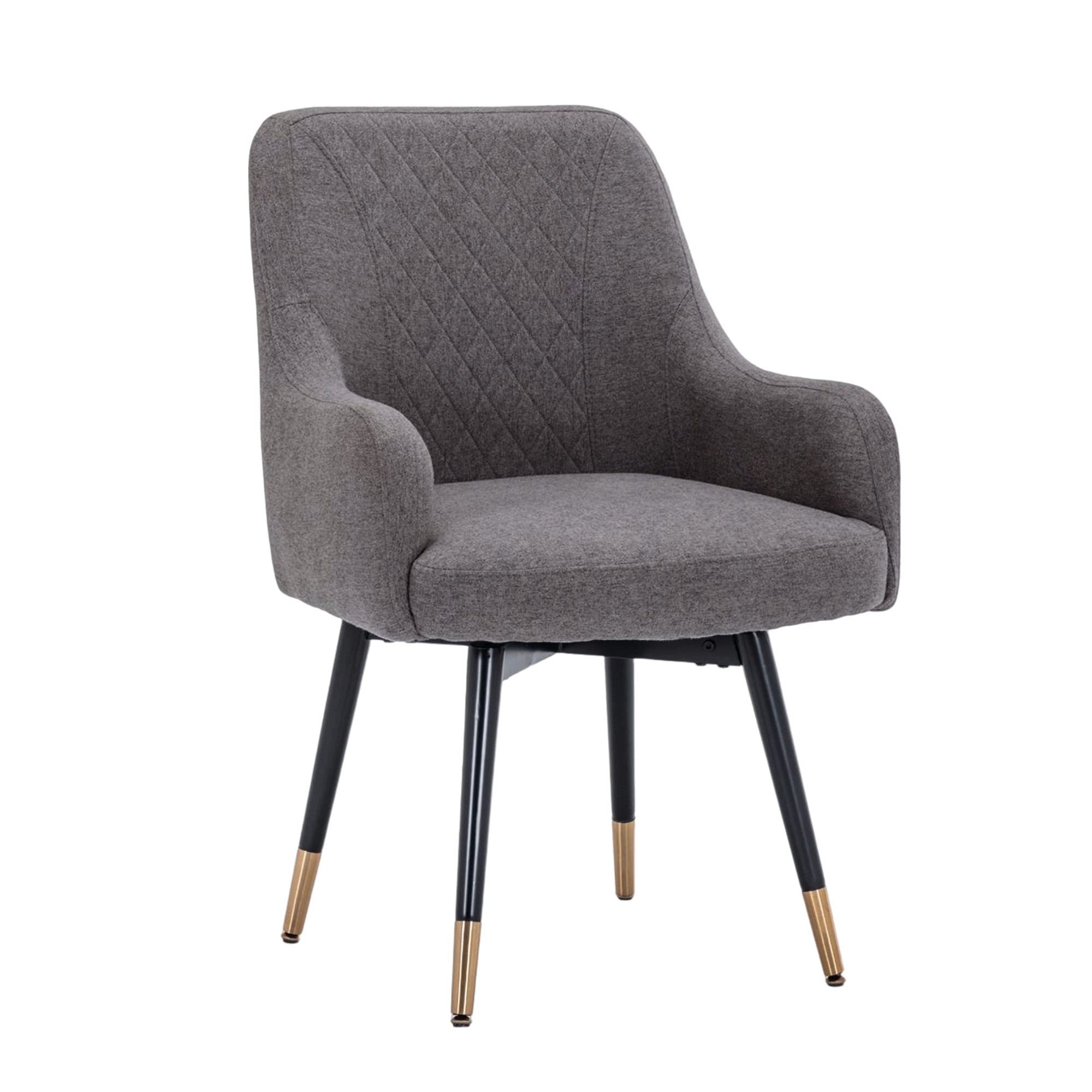 Yongchuang Swivel Upholstered Dining Chairs with Arms, Set of 2 - Modern Accent Chairs for Kitchen, Dining Room & Living Room - Comfortable Gray Armchairs for Home Decor, Entertaining & Relaxation