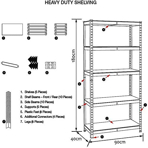 5-Tier Heavy Duty Boltless Metal Shelving Unit - 150x70x30cm Freestanding Storage Rack for Garage, Warehouse & Home Organization - Adjustable Steel Shelves in Black | Perfect for Storing Tools, Boxes & Household Items