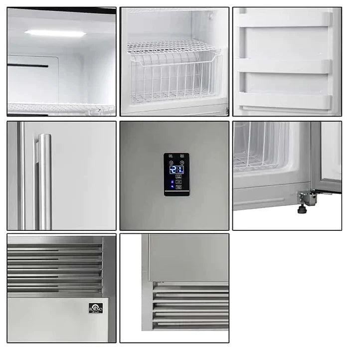 Forno 28 13.8 cu.ft. Professional Dual Combination Refrigerator & Freezer with 4 Grill Trim Kit - Stainless Steel FFFFD1933 28LS - Perfect for Restaurants, Catering & Commercial Kitchens