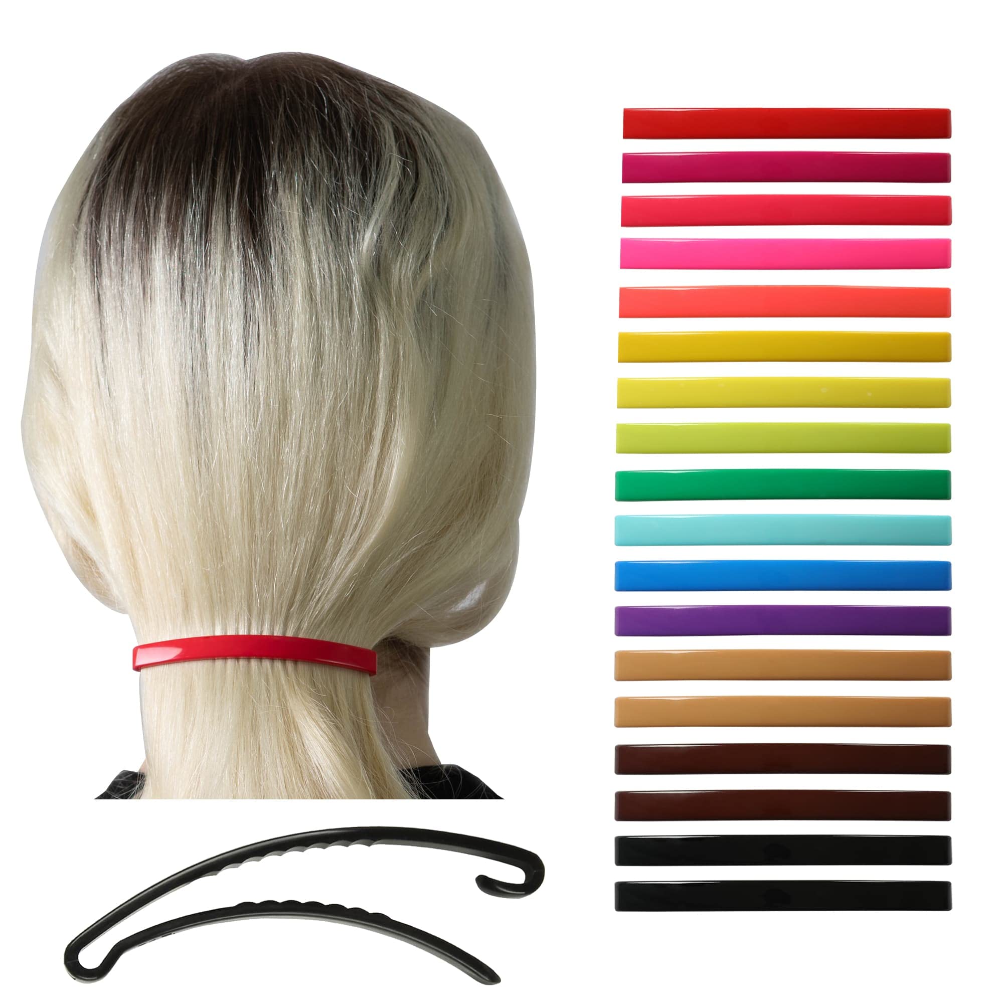Large Plastic Dome Hair Barrettes Clips - 18 Pcs Decorative Hair Clamps for Half Updo & Ponytail - Perfect for Girls & Women with Thick Hair - Great for School, Work, Parties & Special Occasions