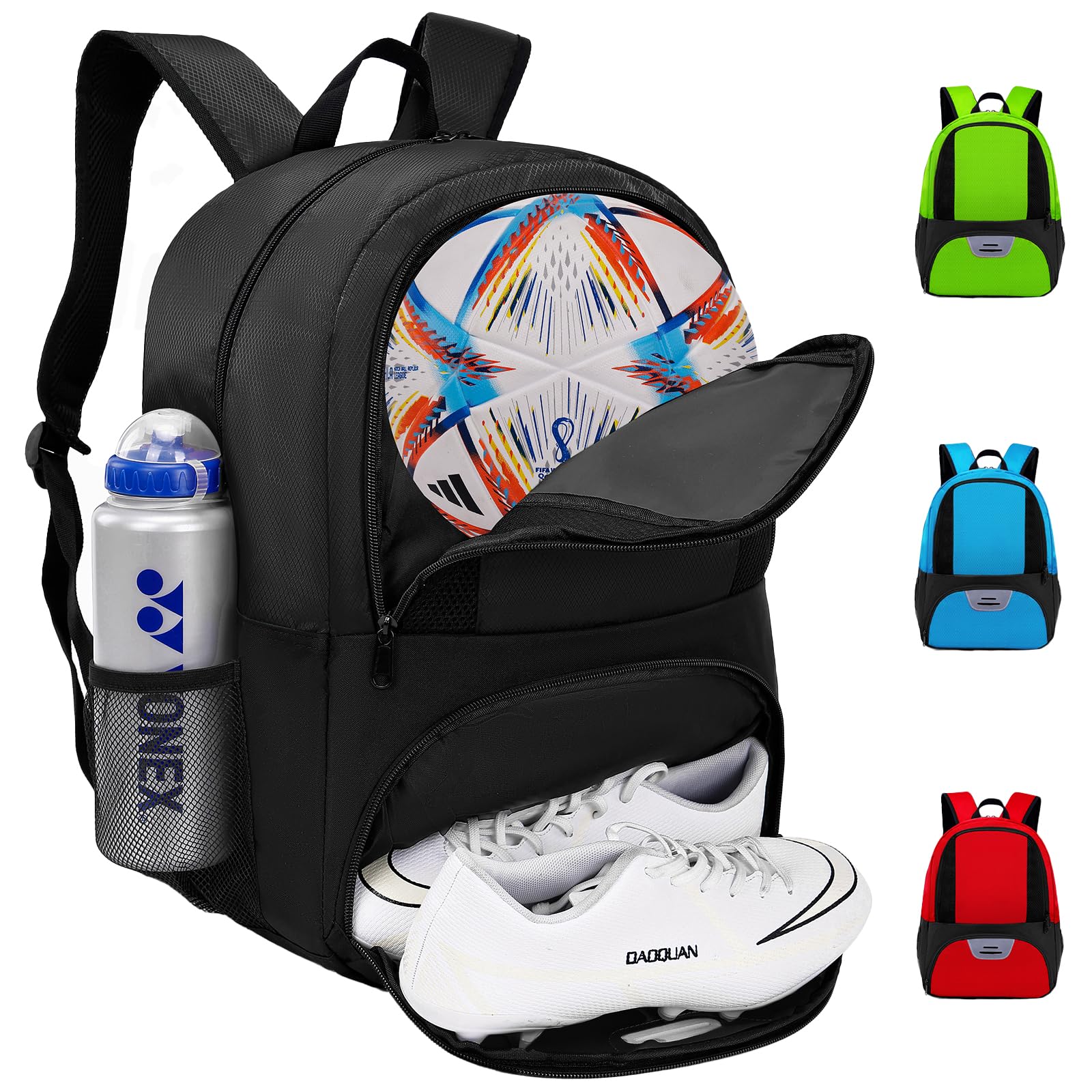 Youth Soccer Backpack with Shoe Compartment - Sport Equipment for Football Volleyball Basketball Training