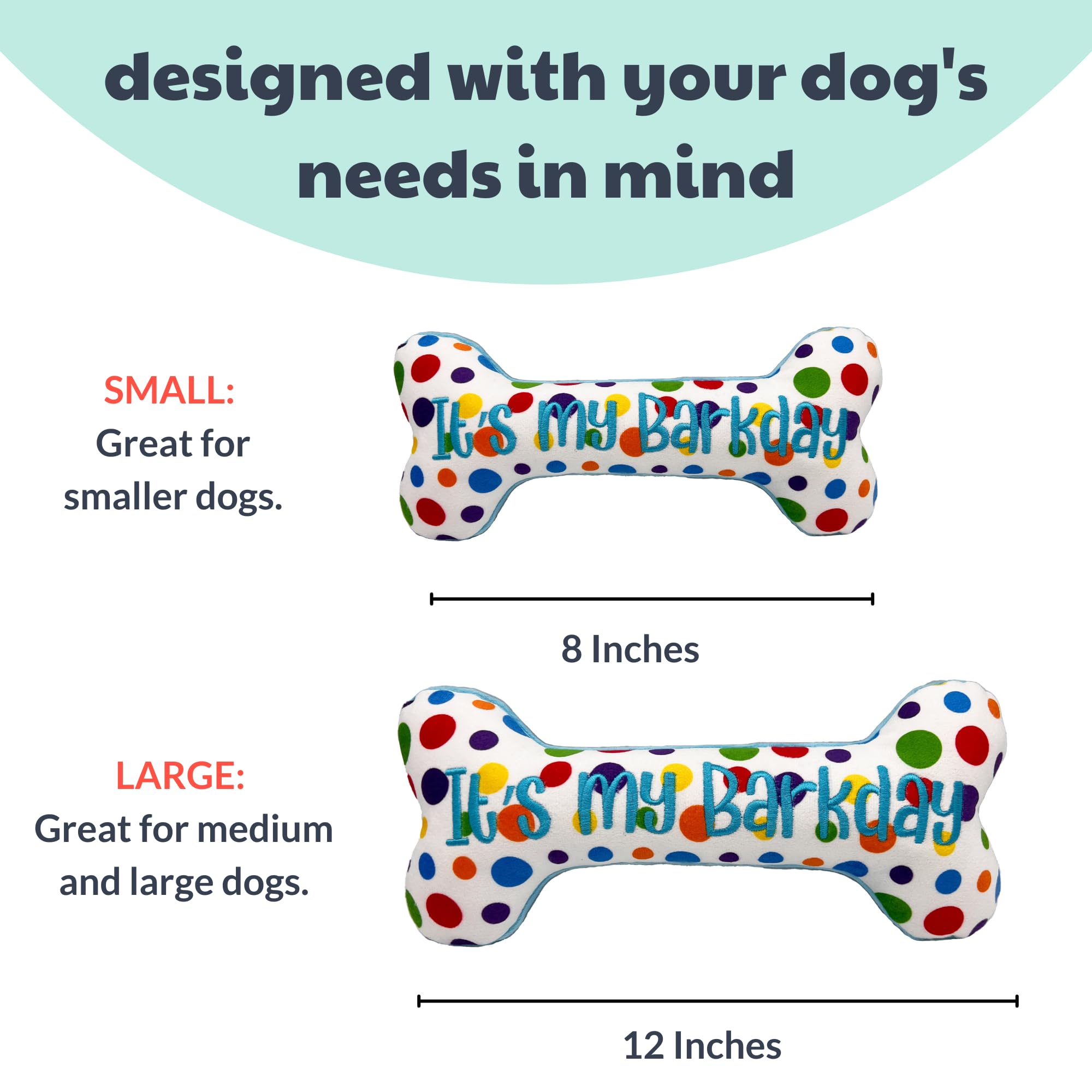 Huxley & Kent Squeaky Dog Toy - Funny Birthday Bone for Small Dogs | Durable Plush Chew Toy with Squeaker | Perfect Gift for Puppies | Indoor & Outdoor Play, Training Reward, Barkday Celebration | Safe & Fun Dog Accessory