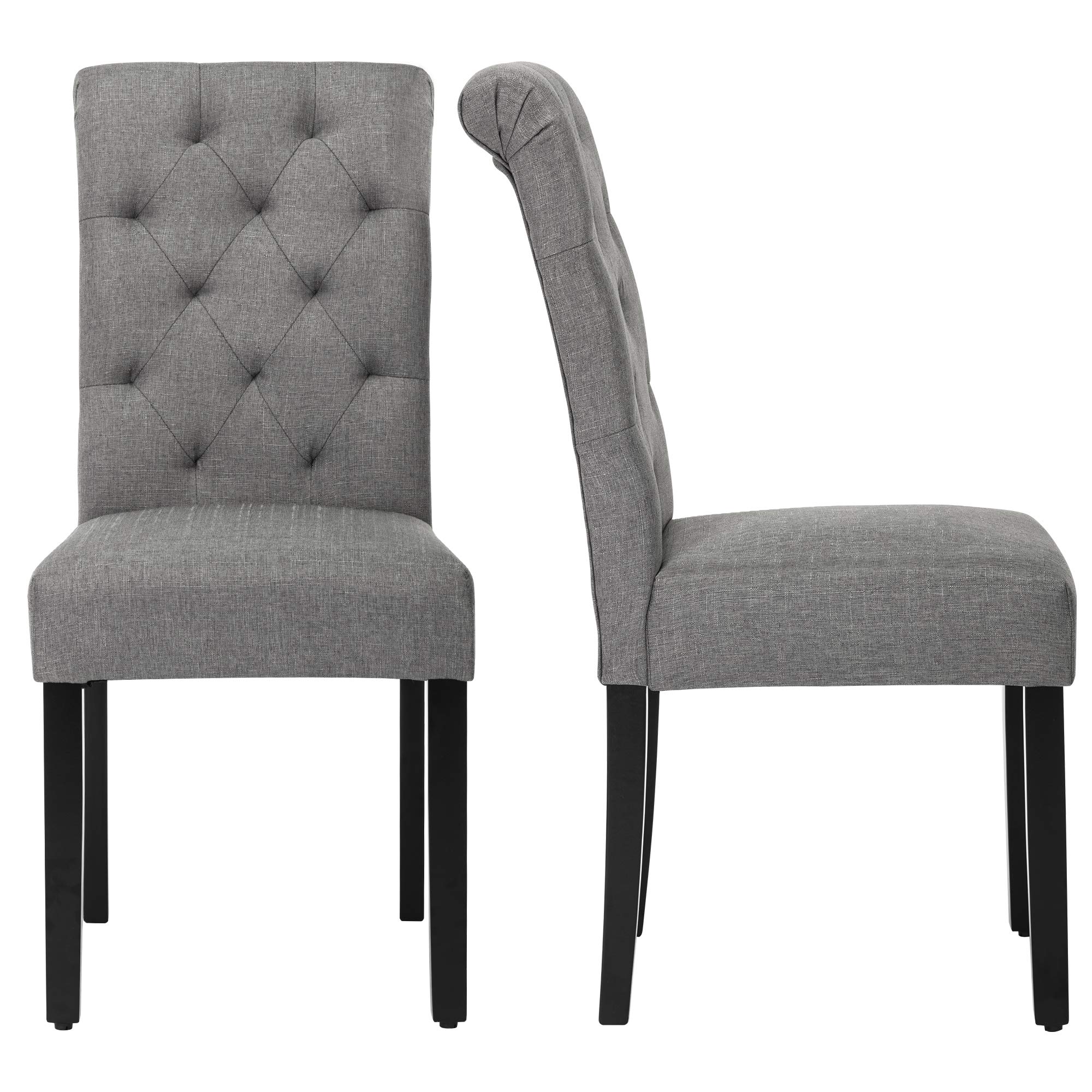 NOBPEINT Modern Fabric Dining Chairs with Sturdy Wood Legs - Set of 2 Gray Kitchen Chairs for Dining Room, Breakfast Nook, and Small Space Decor