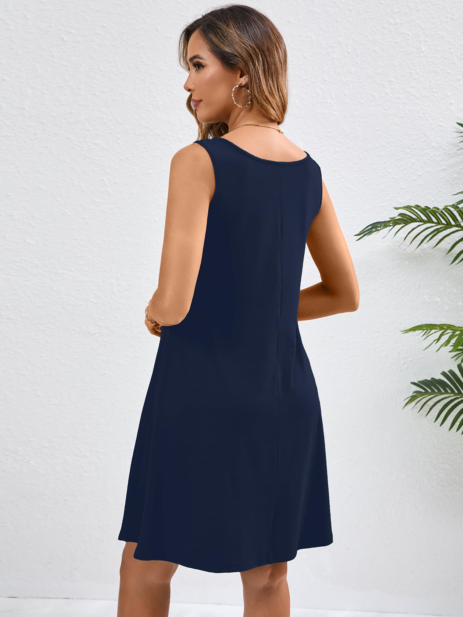 KORSIS Women's Summer Casual T-Shirt Tank Dress - Sleeveless Swing Flowy Sundress with Pockets for Beach, Vacation & Everyday Wear