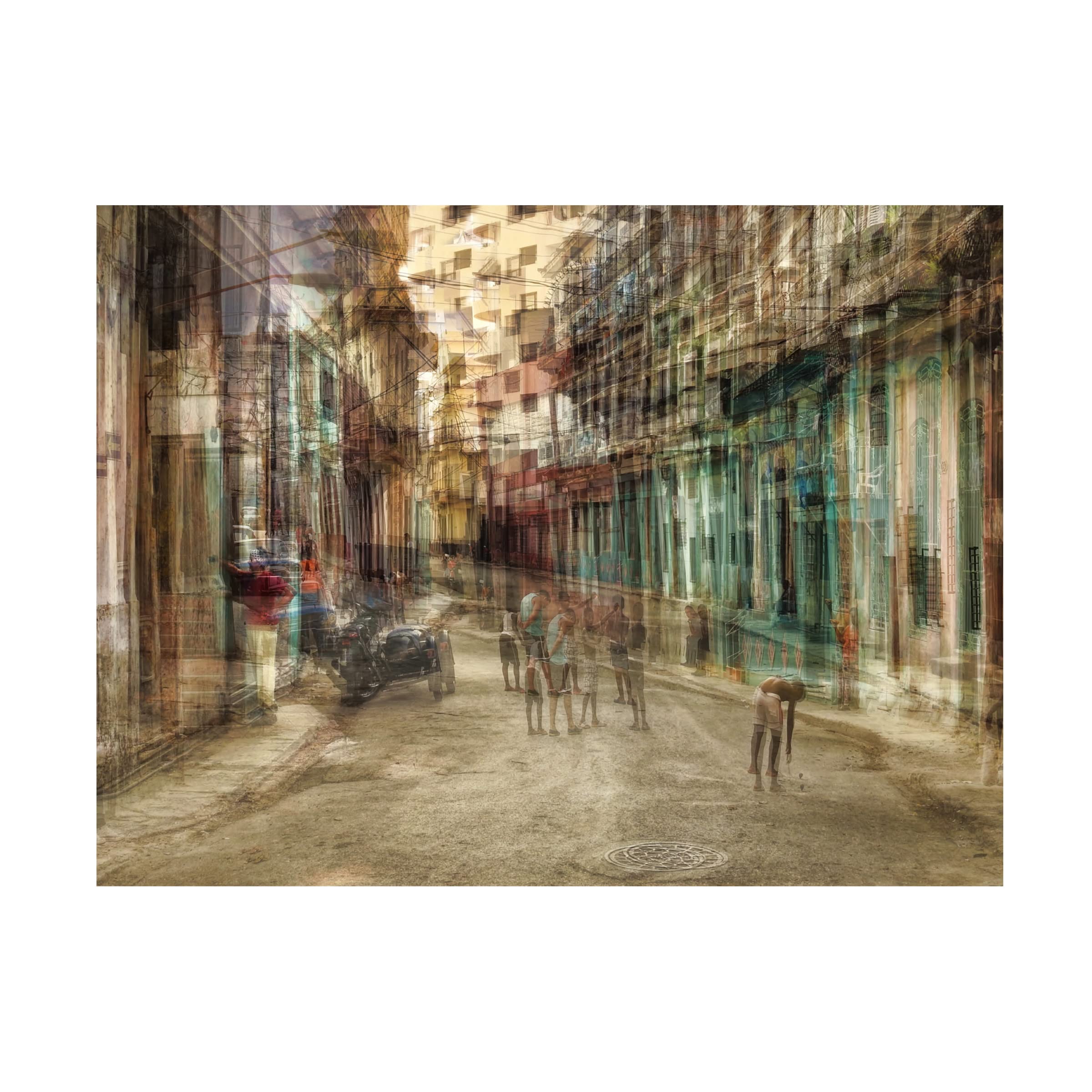 Trademark Fine Art 'Daily Scene In Centro Habana' Canvas Wall Art by Roxana Labagnara - Cuban Street Painting for Living Room & Office Decor