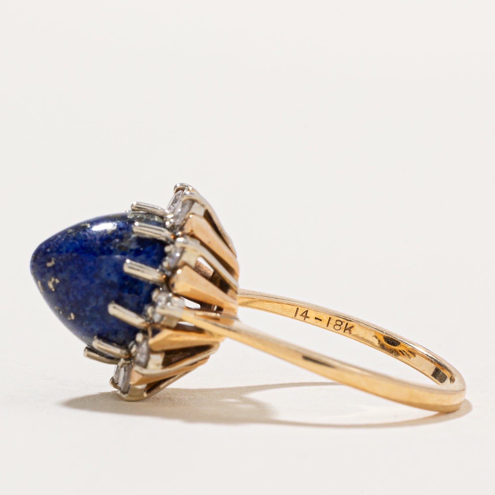 Lapis Lazuli & Diamond Cocktail Ring - 5.00ct Genuine Lapis with 0.25ctw Diamonds - Size 6 - Elegant Statement Jewelry for Evening Parties & Special Occasions