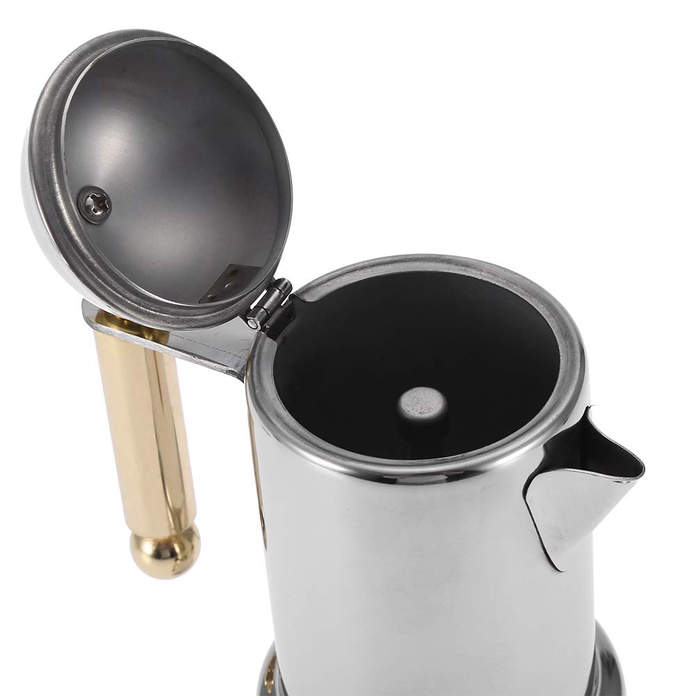 Pissente 200ml Stainless Steel Stovetop Coffee Maker with Valve - Portable Espresso Pot for Home, Kitchen, Office & Camping - Perfect for Italian Coffee, Outdoor Adventures & Daily Brewing
