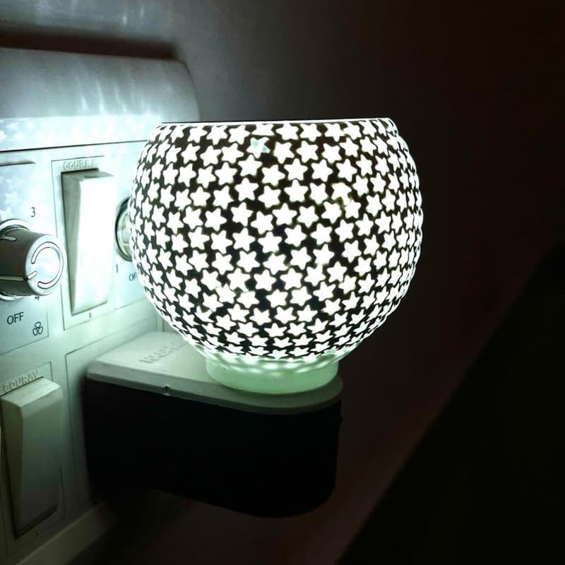 Premium Electric Ceramic Aroma Diffuser with Multicolor LED Night Light - Camphor & Incense Burner for Home, Office, Yoga & Meditation - White Star Design (Pack of 1) | Relaxation & Aromatherapy Essential Oil Diffuser