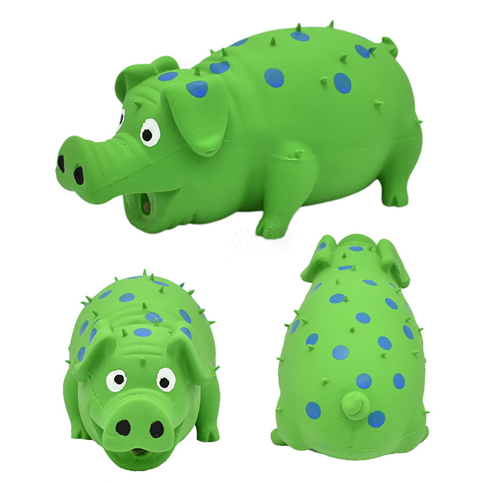 Durable Dog Chew Toy - Bite Resistant Rubber Squeaky Pig Toy for Small & Large Dogs, Interactive Puppy Play Game - Perfect for Indoor/Outdoor Playtime & Training (Green)