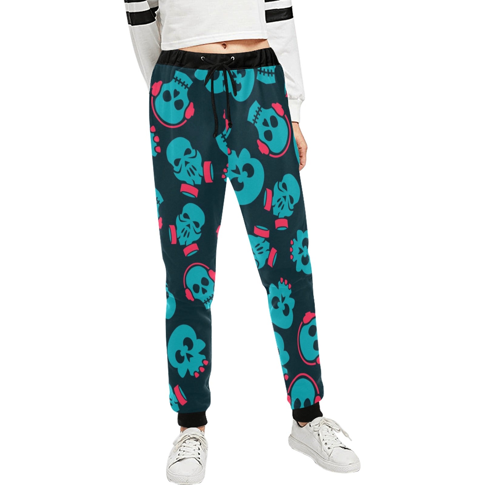 Punk Skull Print Casual Sweatpants for Men & Women - Comfortable Joggers for Streetwear, Gym, and Lounge Wear