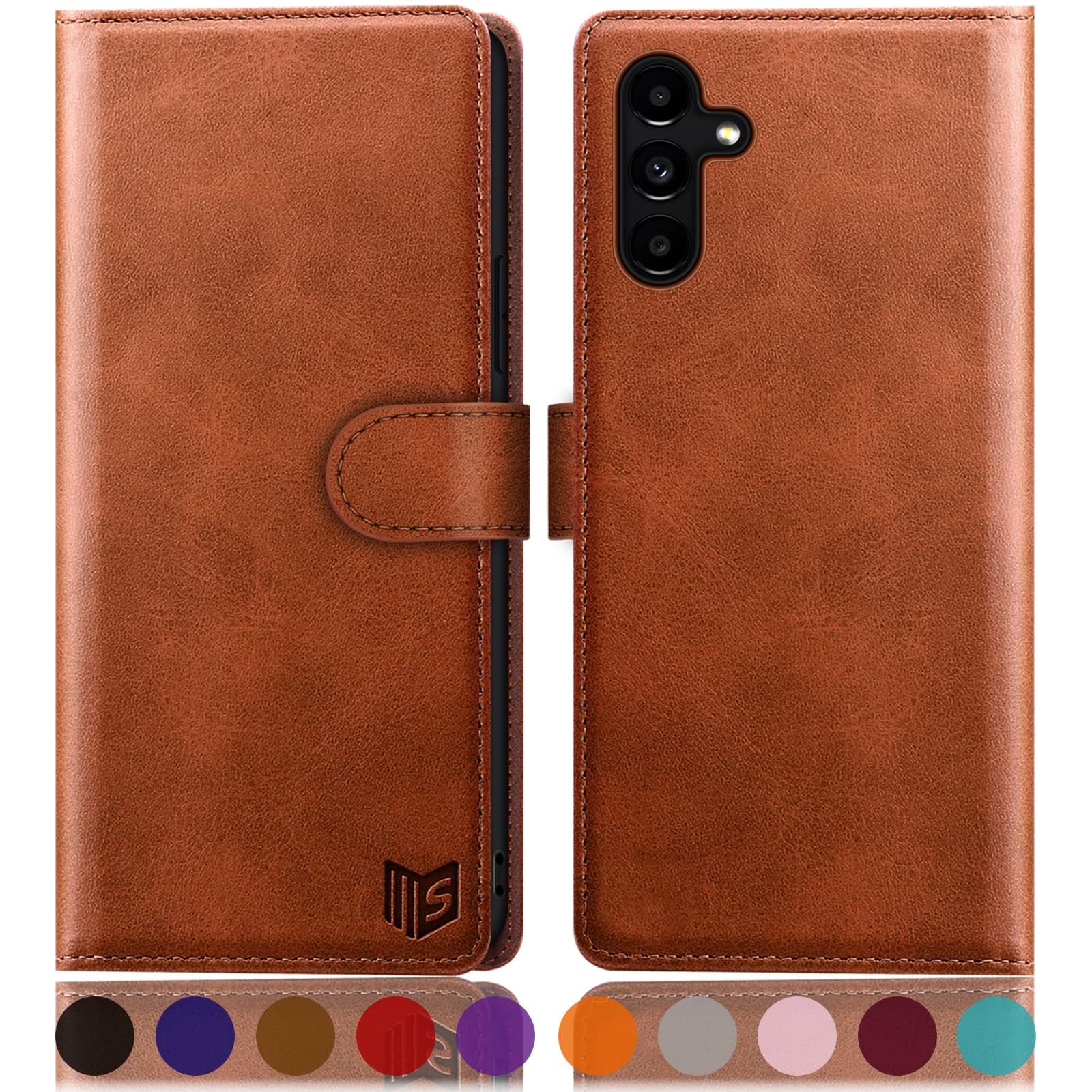 SUANPOT Samsung Galaxy A35 5G Wallet Case with RFID Blocking & Credit Card Slots - PU Leather Flip Cover for Men & Women (Light Brown) - Perfect for Daily Use, Travel & Business Meetings