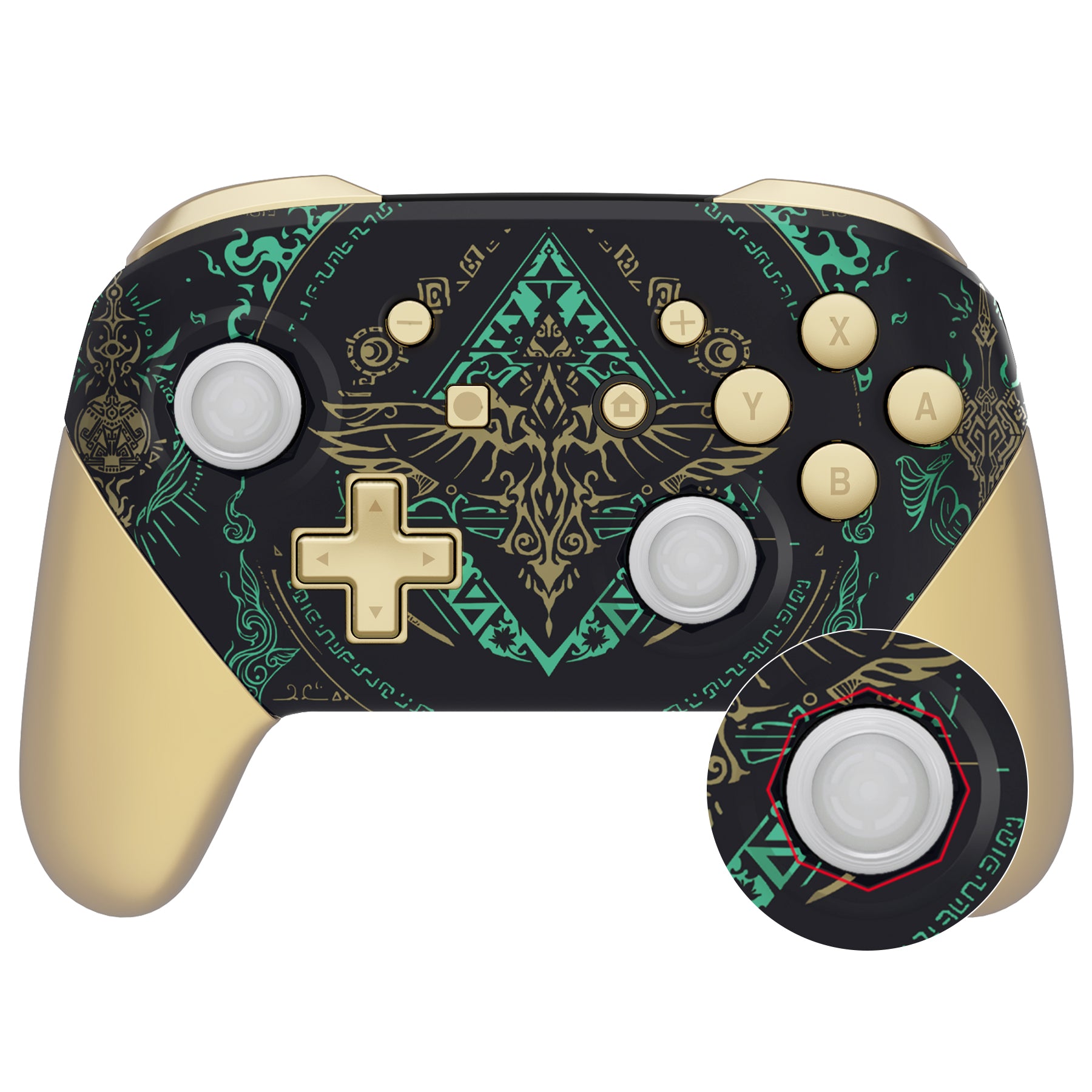 eXtremeRate Glow in Dark Totem of Kingdom Black Faceplate & Backplate Cover for Nintendo Switch Pro Controller - DIY Replacement Grip Shell with Octagonal Gated Sticks Design (Controller Not Included) - Perfect for Gaming, Customization & Night Play