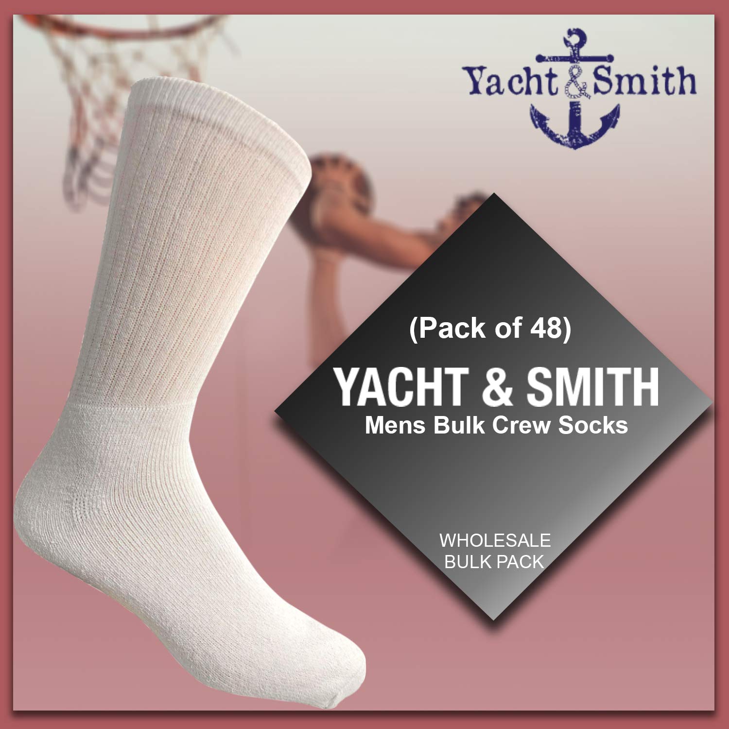 Yacht & Smith Wholesale Bulk Men's Cotton Crew Socks - Big & Tall Plus Size (13-16) - Comfortable Athletic & Casual Socks for Everyday Wear, Sports & Work