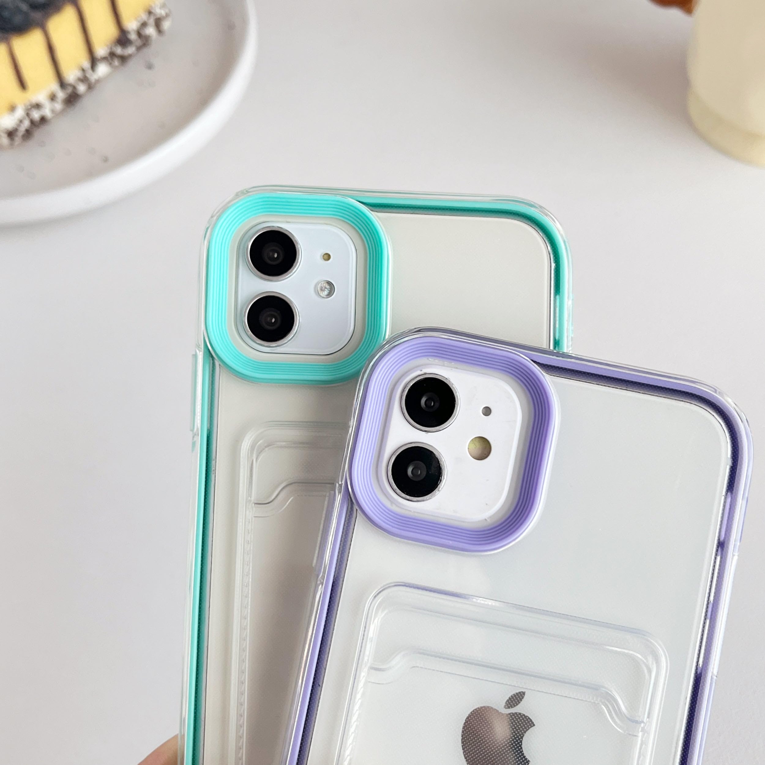 Candy Color Shockproof Clear iPhone 11 Case with Card Holder - Soft Protective Phone Cover for iPhone 11 (Red) | Perfect for Everyday Use, Travel & Hands-Free Convenience