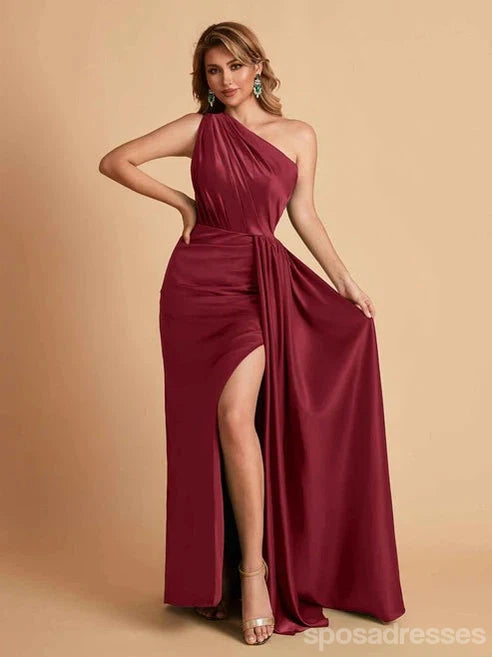 Elegant Burgundy Mismatched Side Slit Mermaid Maxi Bridesmaid Dress for Weddings & Formal Parties - WG1885 | Perfect for Bridal Showers, Evening Galas and Special Occasions