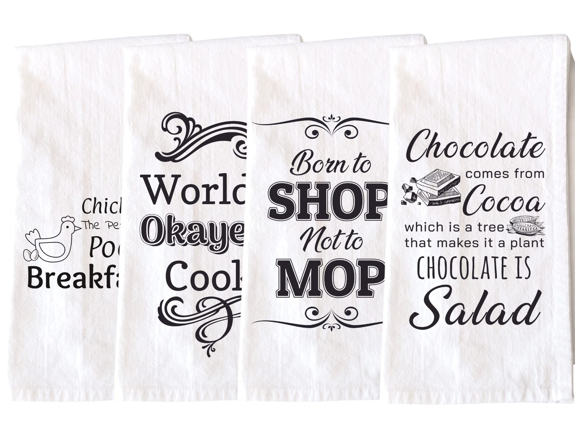 Funny Kitchen Towels with Sayings - Decorative Dish Towels & Tea Towels for Cooking, Cleaning - Perfect Housewarming, Christmas, Mother's Day, Birthday Gifts - Ideal for Home Decor, Hostess Gifts & Everyday Kitchen Use
