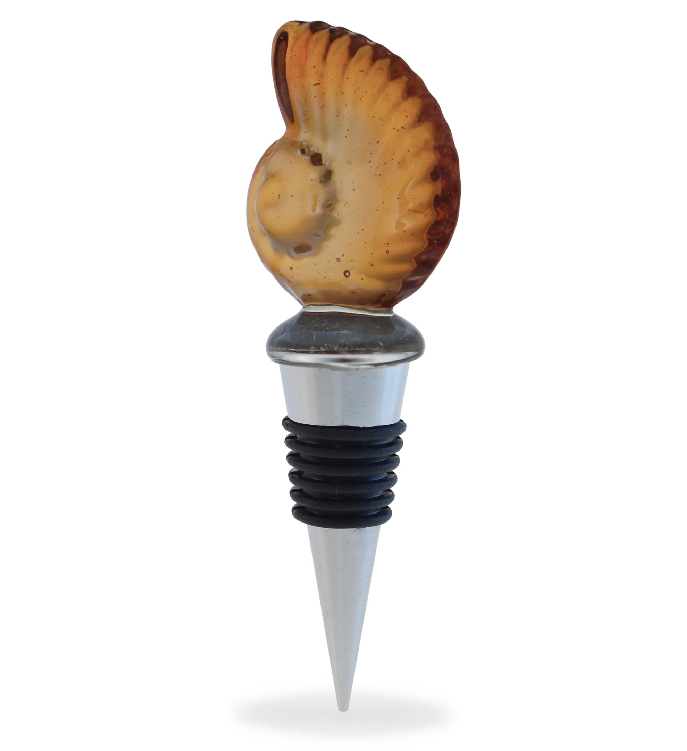 Cheers Nautilus Sea Shell Glass Wine Stopper - Elegant Vacuum Seal Reusable Conch Ocean-Themed Bottle Stopper | Airtight Leak-Proof Wine Cork Plug | Perfect for White Wine, Champagne & Home Bar Decor | Unique Housewarming Gift for Seafood Lovers & Beach-Themed Parties