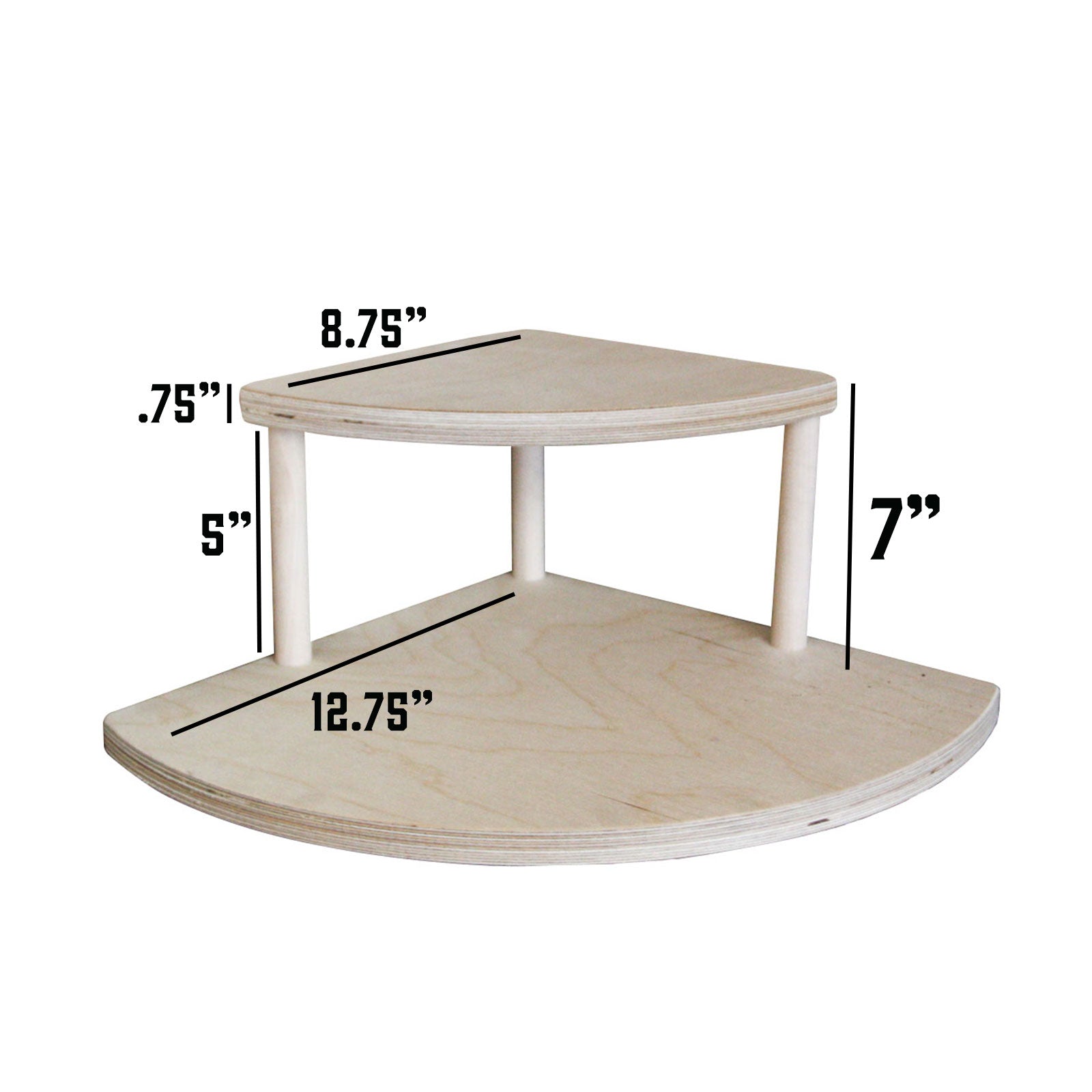 7-Tier Tall Corner Shelf with Stained Finish - Counter Caddies™ in Black & Natural - Perfect for Kitchen, Bathroom & Office Storage Organization