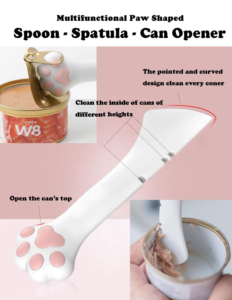 **Paw Print Silicone Pet Can Lids & Spoons Set - Airtight Wet Food Covers for Dog & Cat Cans, Can Opener & Food Spatula for Easy Feeding - Perfect for Wet Food, Lickable Treats & Travel Use (Grey)**