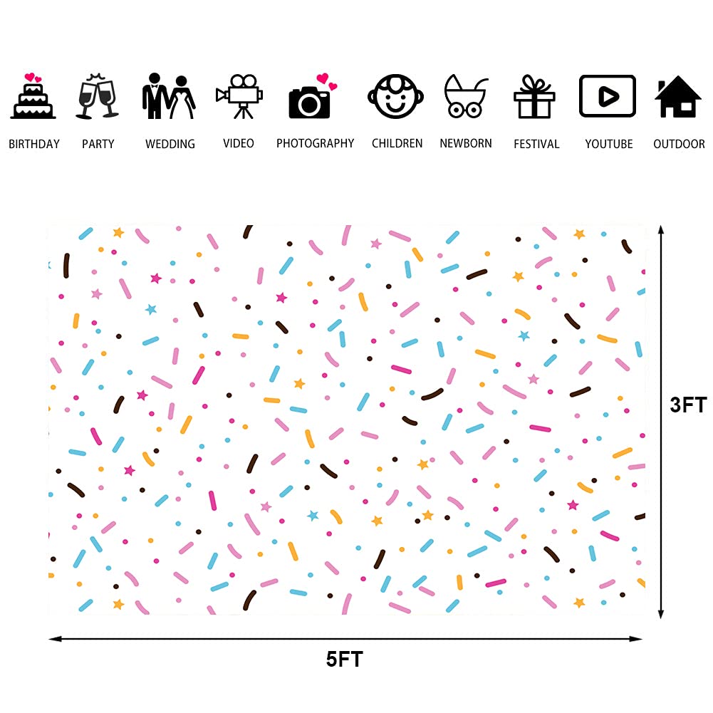 Lofaris White Vinyl Donut Birthday Backdrop 5x3ft - Perfect for Baby Showers, Newborn Celebrations & Kids Party Decorations - Great for Photo Booths, Dessert Tables & Birthday Party Backgrounds