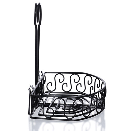 BarConic® Black Semi-Round Condiment Caddy with Built-in Merchandising Ring - Perfect for Restaurants, Diners & Food Service Businesses
