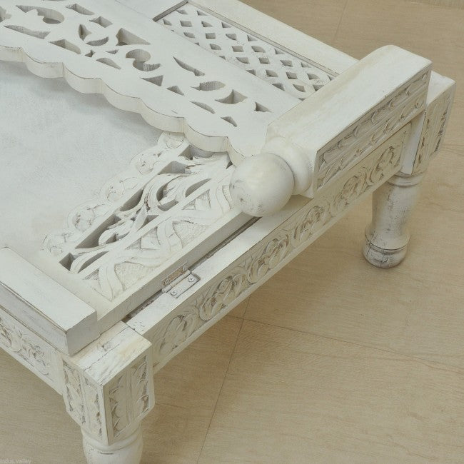 Hand Carved Balinese Daybed - Solid Teak Wood Outdoor Lounge Bed for Patio, Garden, or Poolside - Perfect for Relaxing, Sunbathing, and Boho Chic Decor
