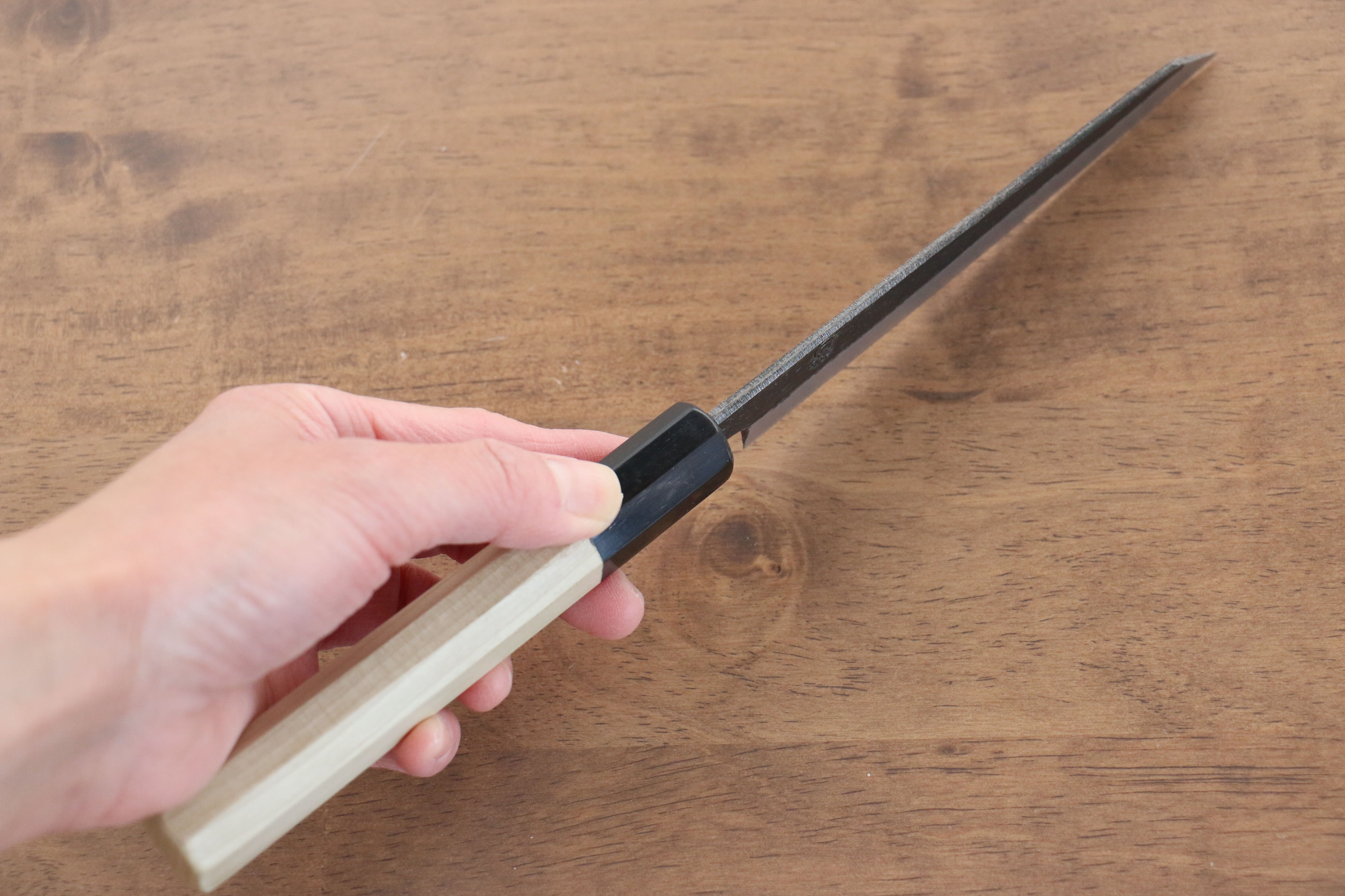 Premium Kikuzuki White Steel No.2 Black Kiritsuke Petty Knife 135mm - Magnolia Wood Handle - Japanese Kitchen Utility Knife for Slicing, Chopping & Precision Cutting - Perfect for Chefs & Home Cooks