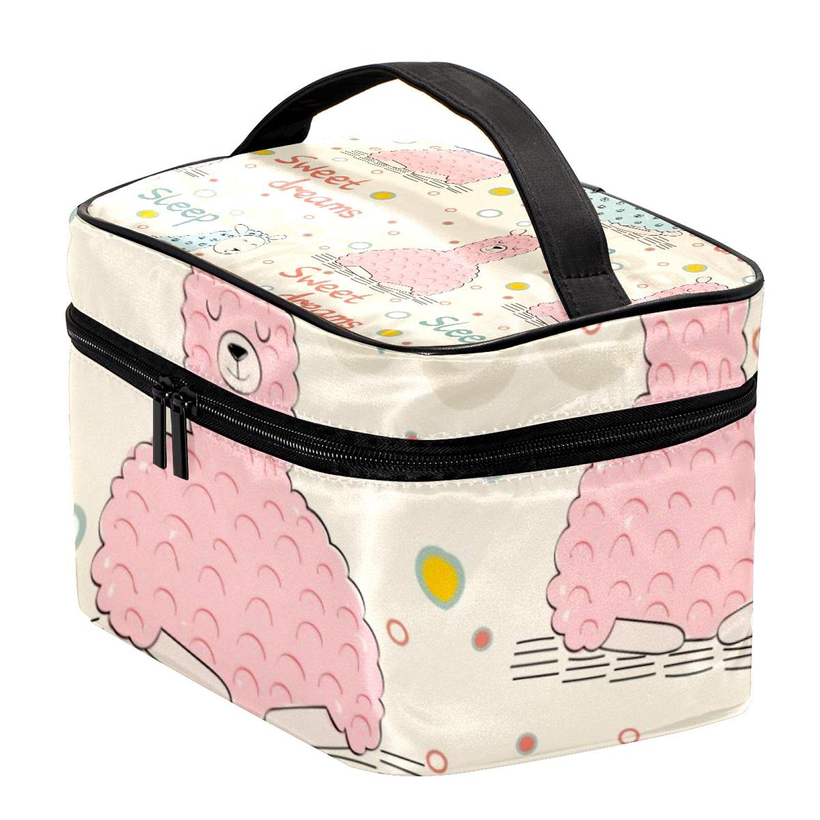 Funny Sheep Sweet Dreams Pattern Large Travel Makeup Bag - Waterproof Cosmetic Organizer with Zipper for Women & Girls - Perfect for Travel, Gym, and Daily Use
