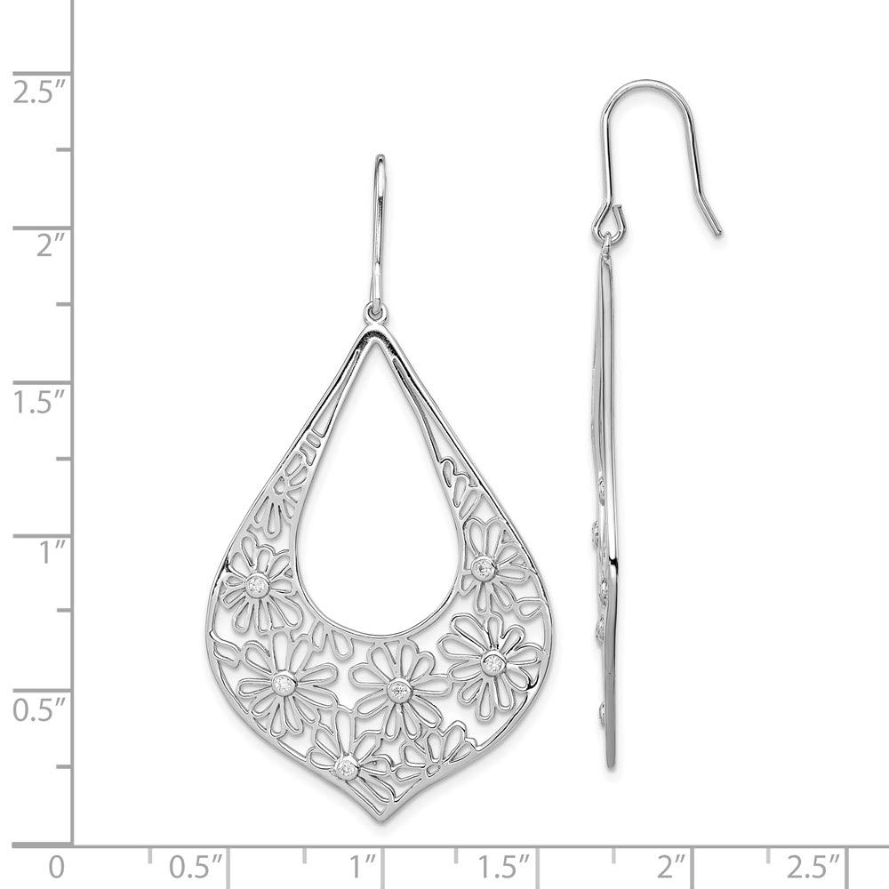 Sterling Silver Drop Earrings for Women with Cubic Zirconia CZ - 59mm White Dangle Earrings | Elegant Jewelry for Parties, Weddings & Special Occasions