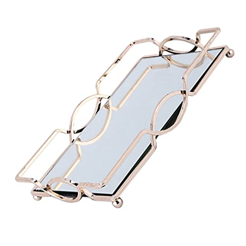 HEALLILY Decorative Metal Vanity Tray with Side Rails - Elegant Jewelry & Makeup Organizer for Dresser, Bathroom, Bedroom | Perfect for Perfume Display, Cosmetics Storage & Home Decor