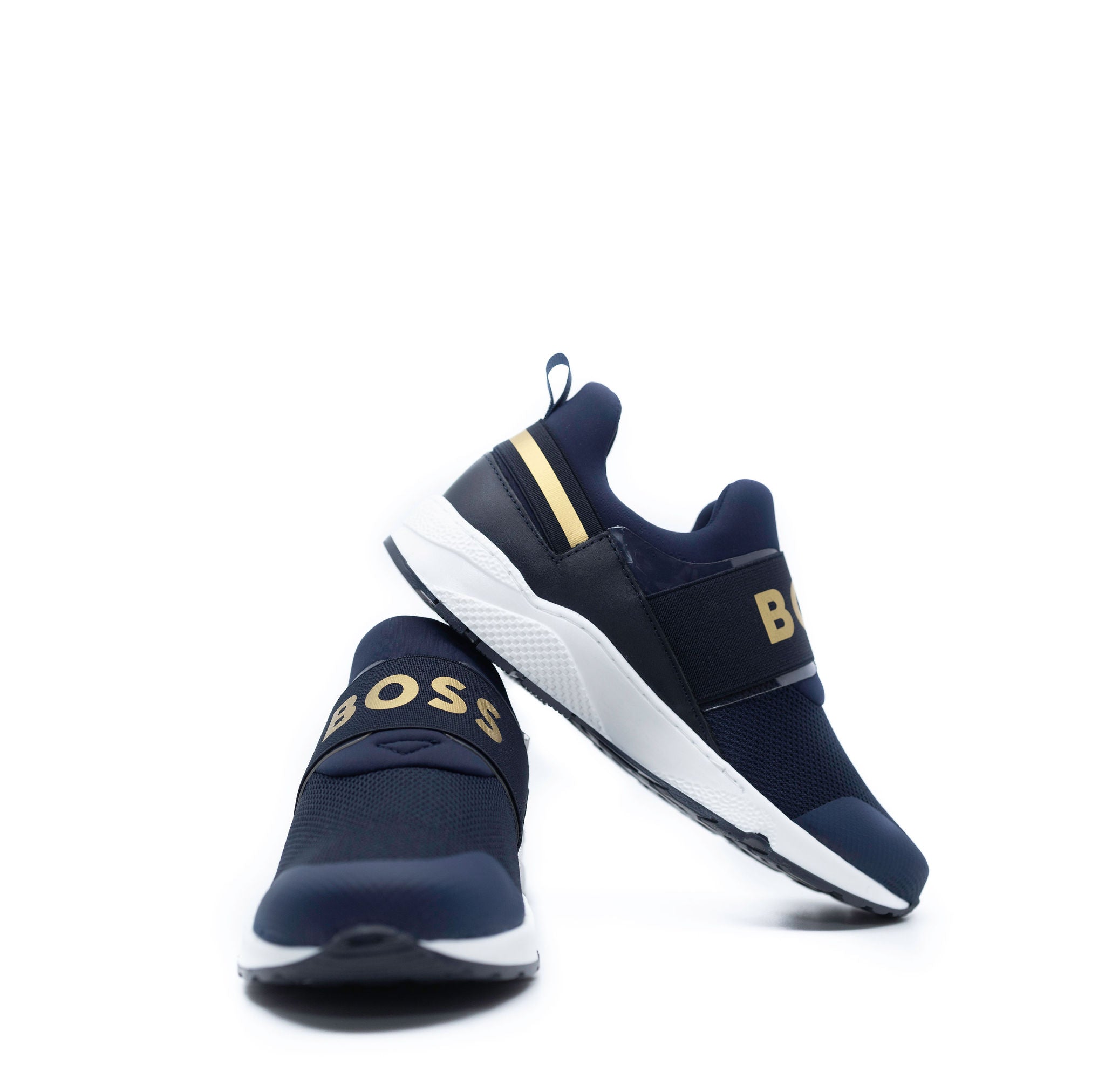 Hugo Boss Men's Navy & Gold Elastic Sneakers - Comfortable Casual Shoes for Walking, Running & Everyday Wear