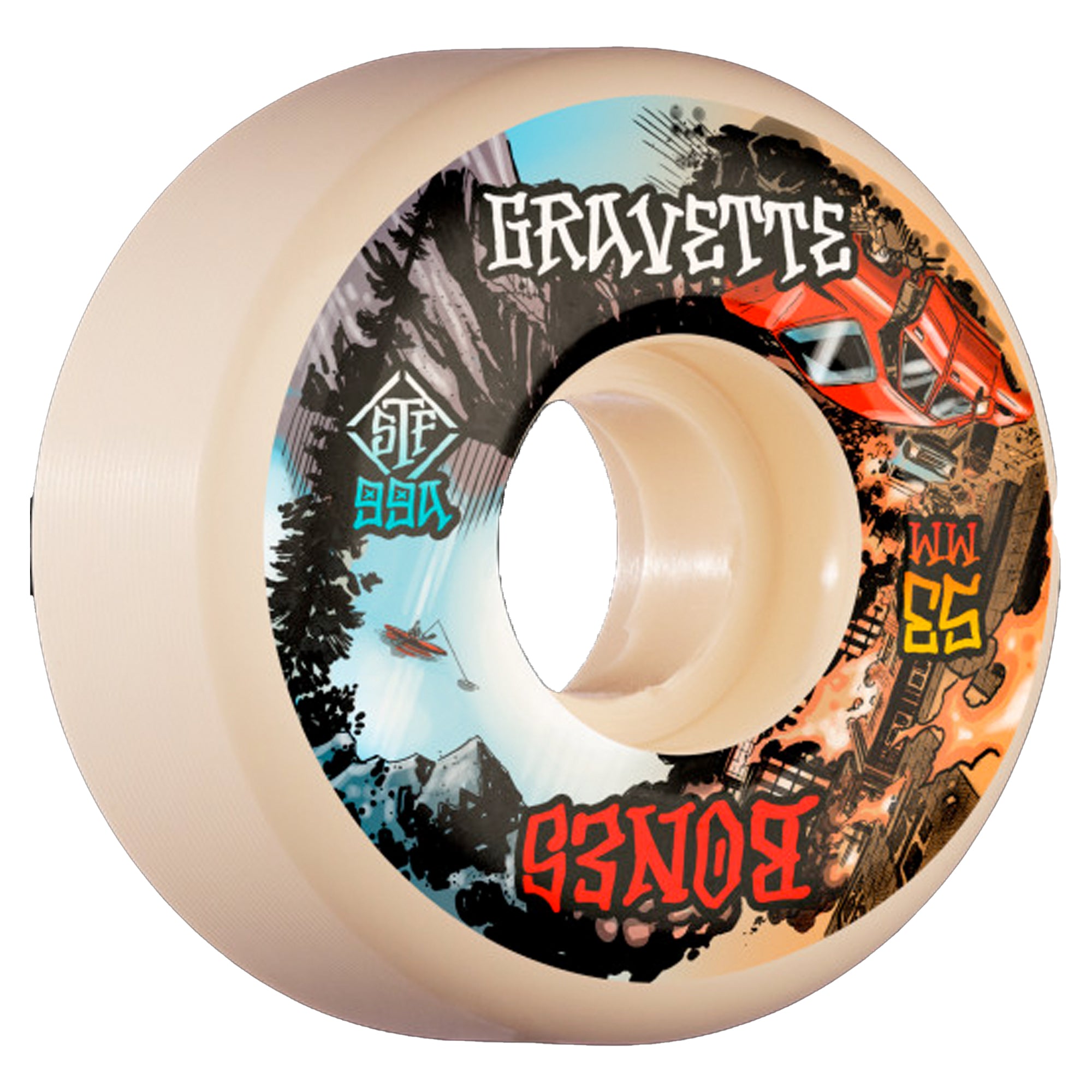 Bones Gravette Heaven & Hell 52mm 99a Skateboard Wheels - High Performance Multi-Color Wheels for Street Skating & Park Riding