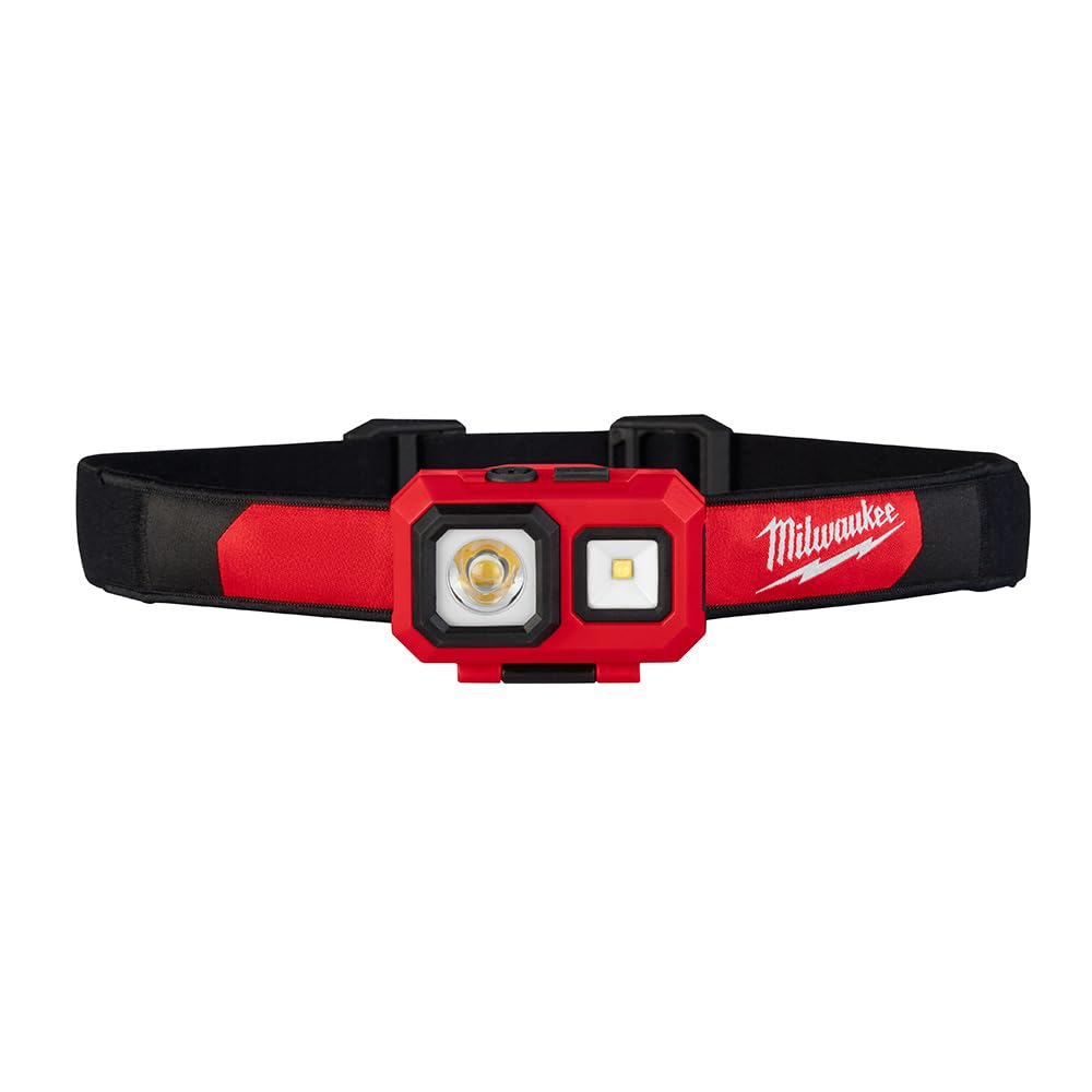 Milwaukee 2104 Hard Hat Headlamp - 450 Lumens Adjustable Spotlight & Floodlight for Construction, Mining, and Night Work - Waterproof LED Headlight for Safety and Visibility